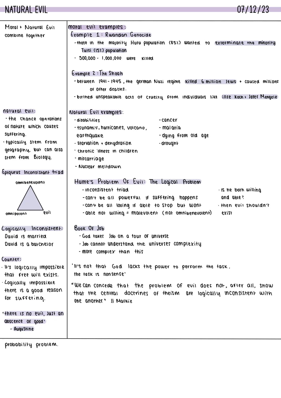 Evil & Suffering AQA A-level Religious Studies 7062. A-level exams June 2018 onwards, Version 1.2 5 June 2019
# 3 Subject content
## 3.1 C