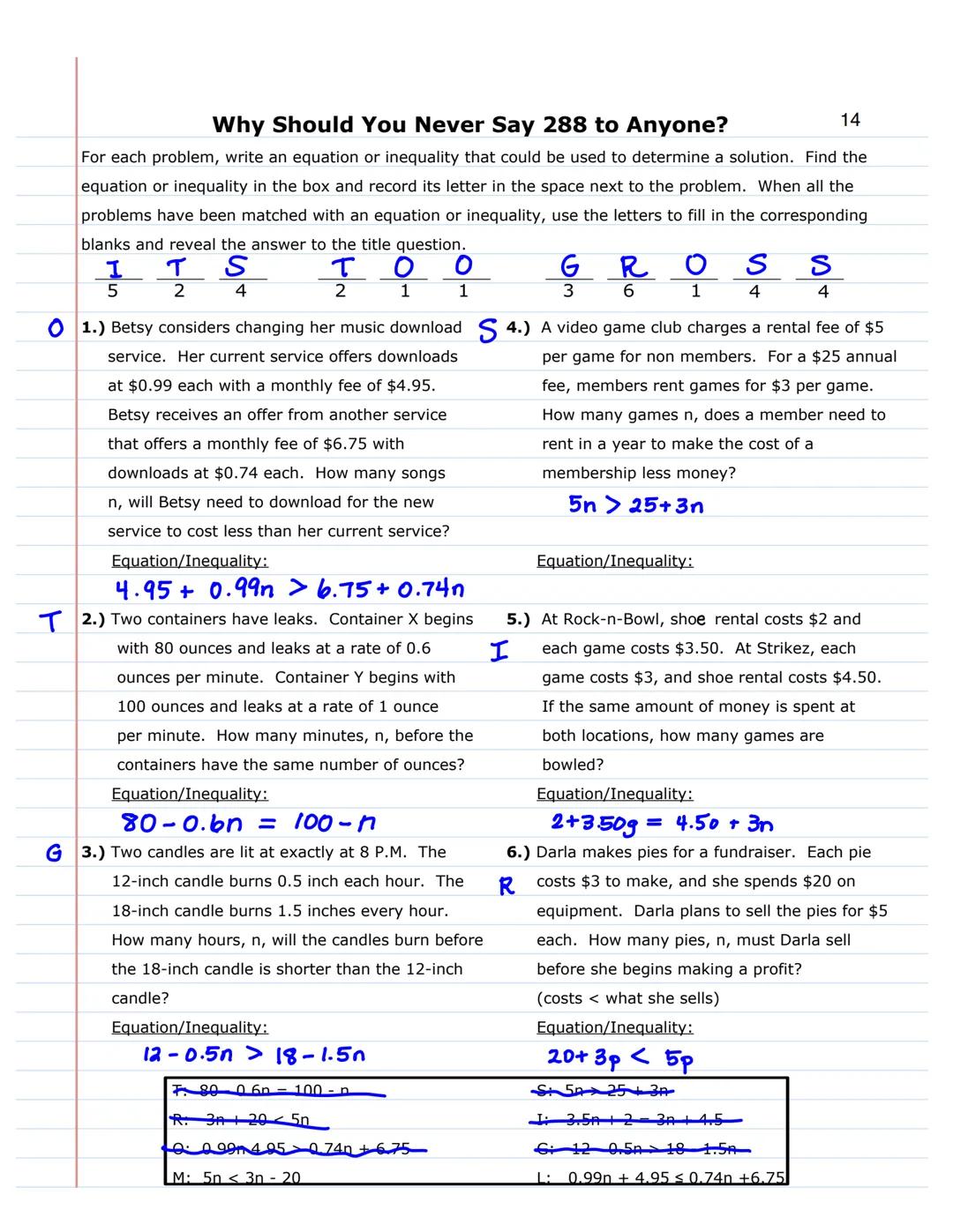 Name: Key
Date: Period:
Unit 2
Equations and
Inequalities with
Variables on Both
Sides # ONE-STEP EQUATIONS
Notes
ESSENTIAL QUESTION
How do