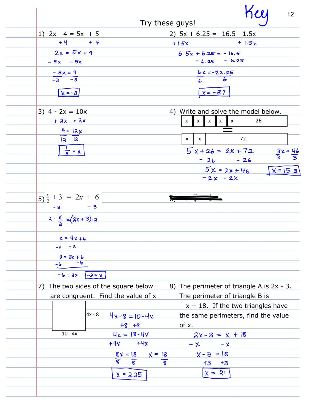 Name: Key
Date: Period:
Unit 2
Equations and
Inequalities with
Variables on Both
Sides # ONE-STEP EQUATIONS
Notes
ESSENTIAL QUESTION
How do