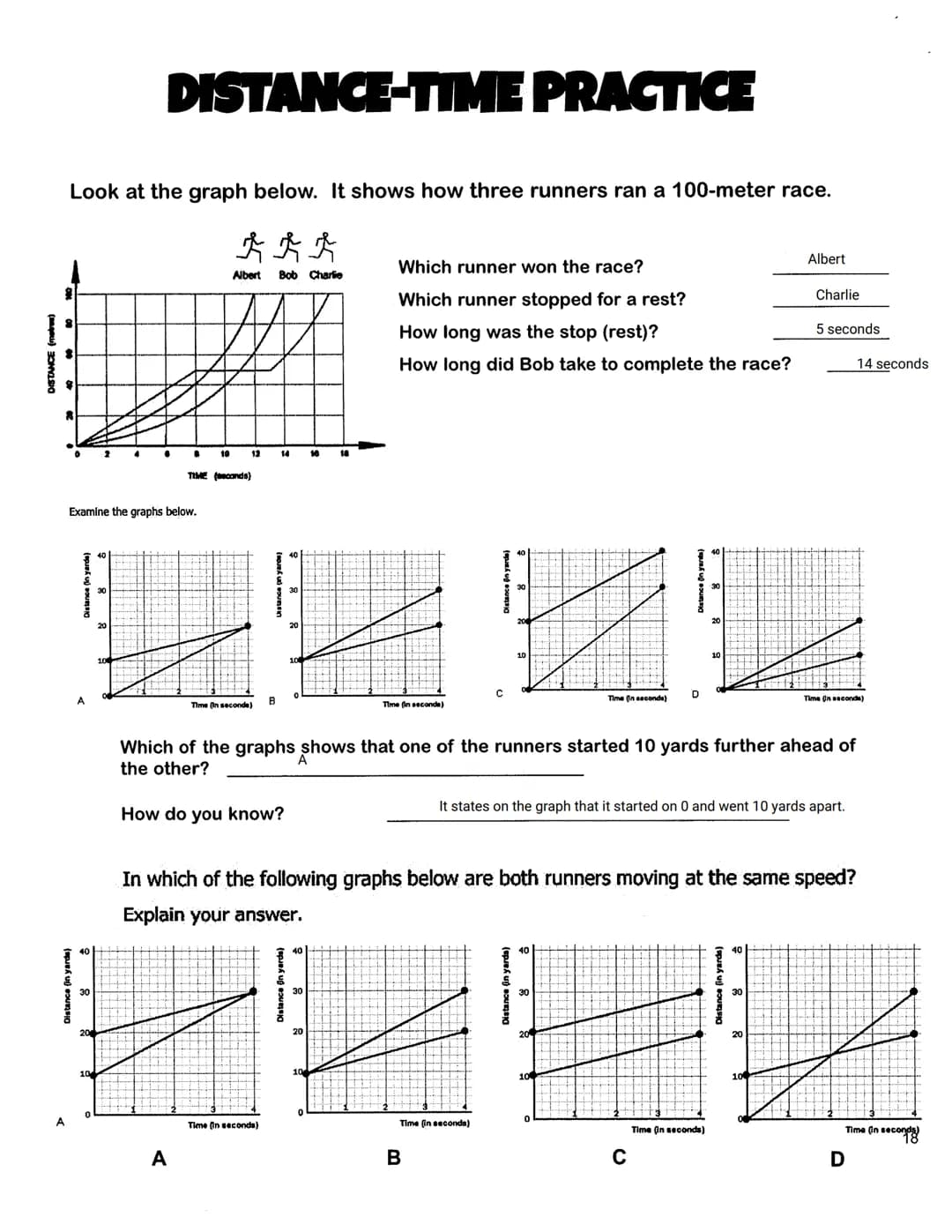 # DISTANCE-TIME GRAPH NOTES
- Motion is a change in position measured by distance and time.
- Time is always plotted on the x axis and dist
