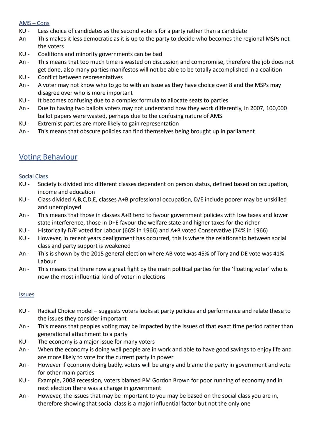 # UK Politics
Voting Systems
FPTP - Pros
KU Simple to use, straightforward, example, 2010 UK GE, Margaret Curran elected MP for Glasgow ea