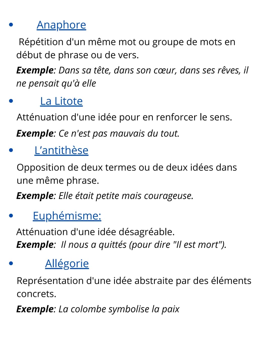 LES FIGURES
DE STYLE
- La comparaison
Comparaison entre deux éléments avec l'utilisation
des mots "comme" ou "tel que".
Exemple: Il