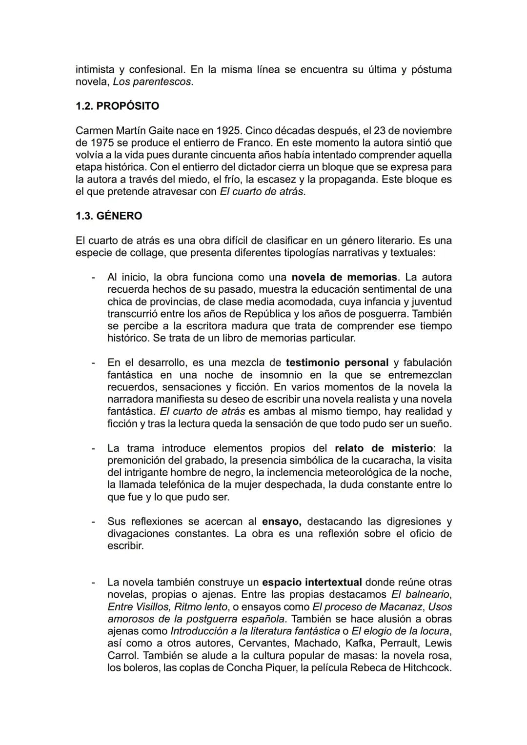 # GUÍA DE LECTURA
EL CUARTO DE ATRÁS
CARMEN MARTÍN GAITE
1. INTRODUCCIÓN A LA OBRA
1.1. LA AUTORA
Carmen Martín Gaite nace en 1925, en Sa