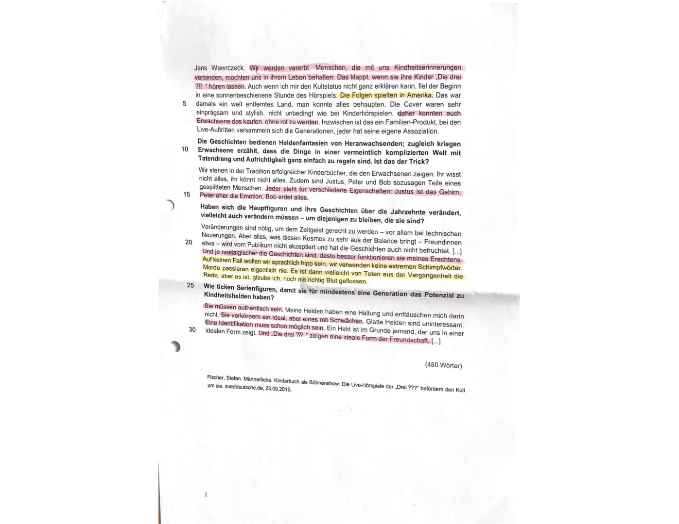 Exam Mediation
December 2023
You are a guest student at an American high school and your class is working on a project
about popular fictio