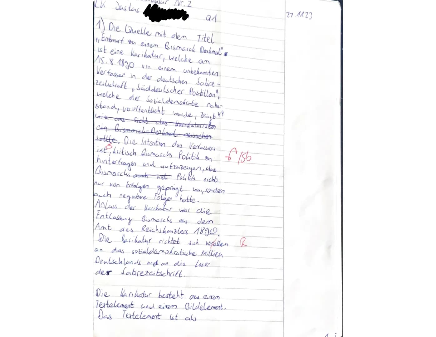 GE Lk
Name: Justus
Reichsgründung und Deutsches Kaiserreich
Klausur Nr. 2
Aufgaben:
Interpretieren Sie die Quelle, indem Sie ...
1. si