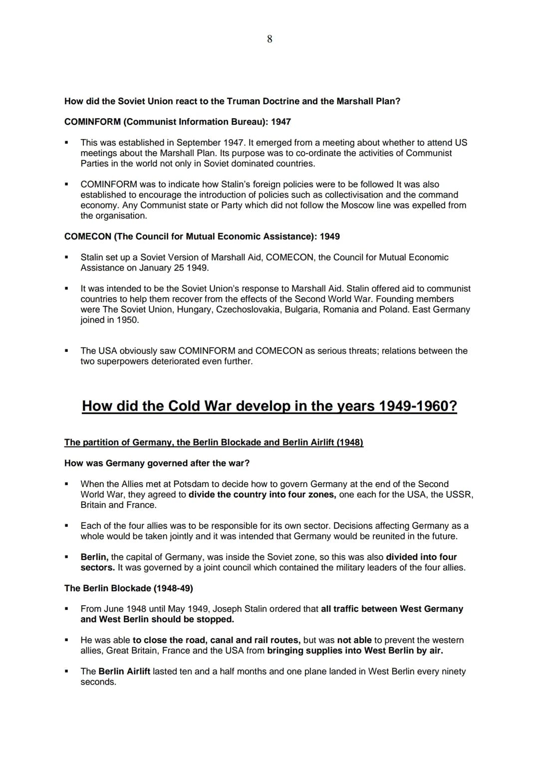 # 1
PAPER 1, SECTION B: CONFLICT AND TENSION 1945-1972
The origins of the Cold War up to 1949
The widening gulf between the wartime Allie