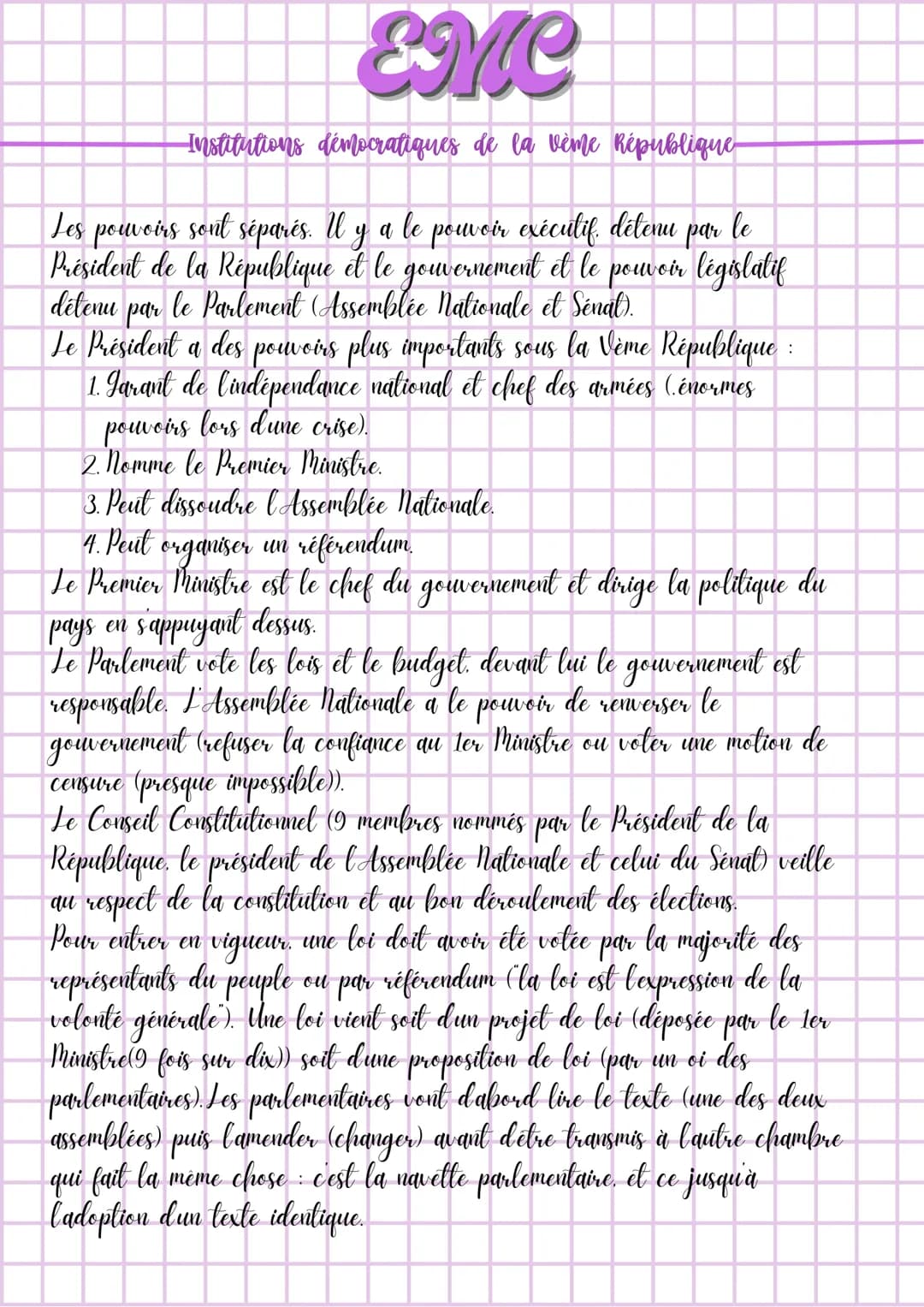 EMC
Institutions démocratiques de la vème République
Définitions :
Démocratie: régime politique dans lequel le peuple exerce le pouvoir p