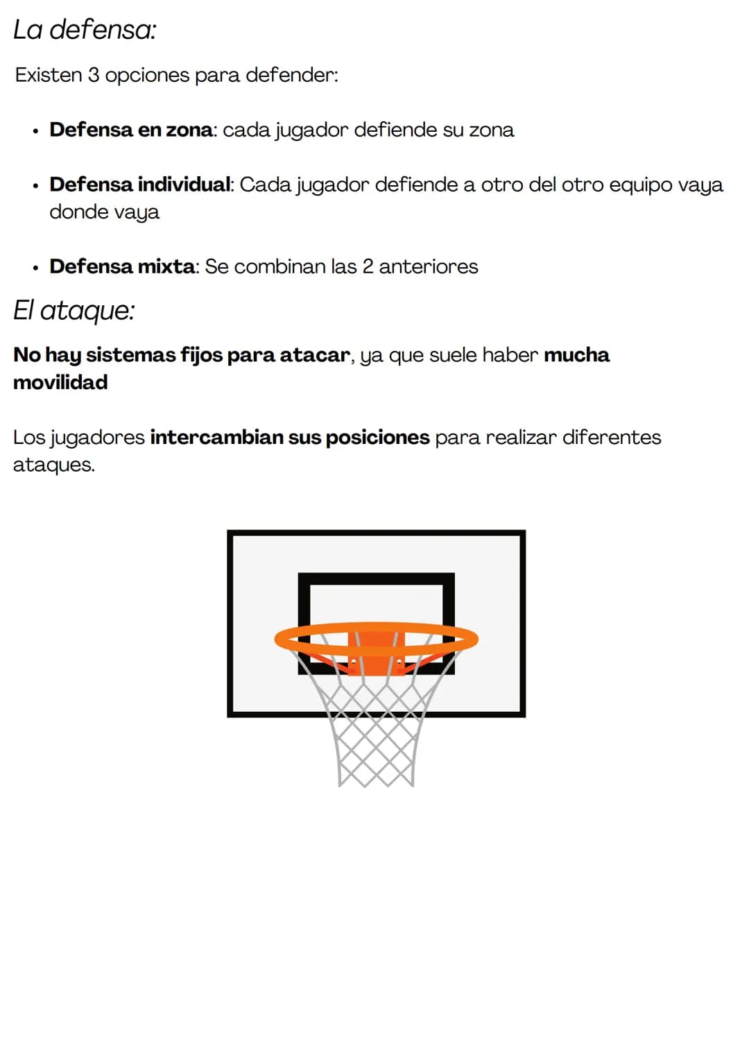 # BALONCESTO
Linea de tiros libres
Zona de tiros
libres
b
Altura aro:
3.05
metros
Linea de 3 puntos
Duración:
- 4 cuartos de 10 minuto