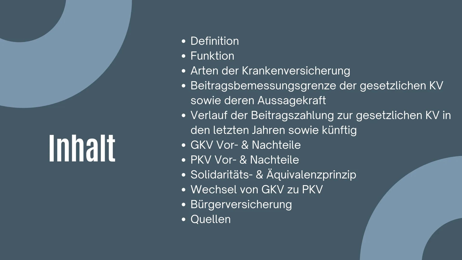# KRANKENVER-
SICHERUNG
Von Batool, Natalie & Amna Inhalt
• Definition
• Funktion
• Arten der Krankenversicherung
• Beitragsbemessungsgren
