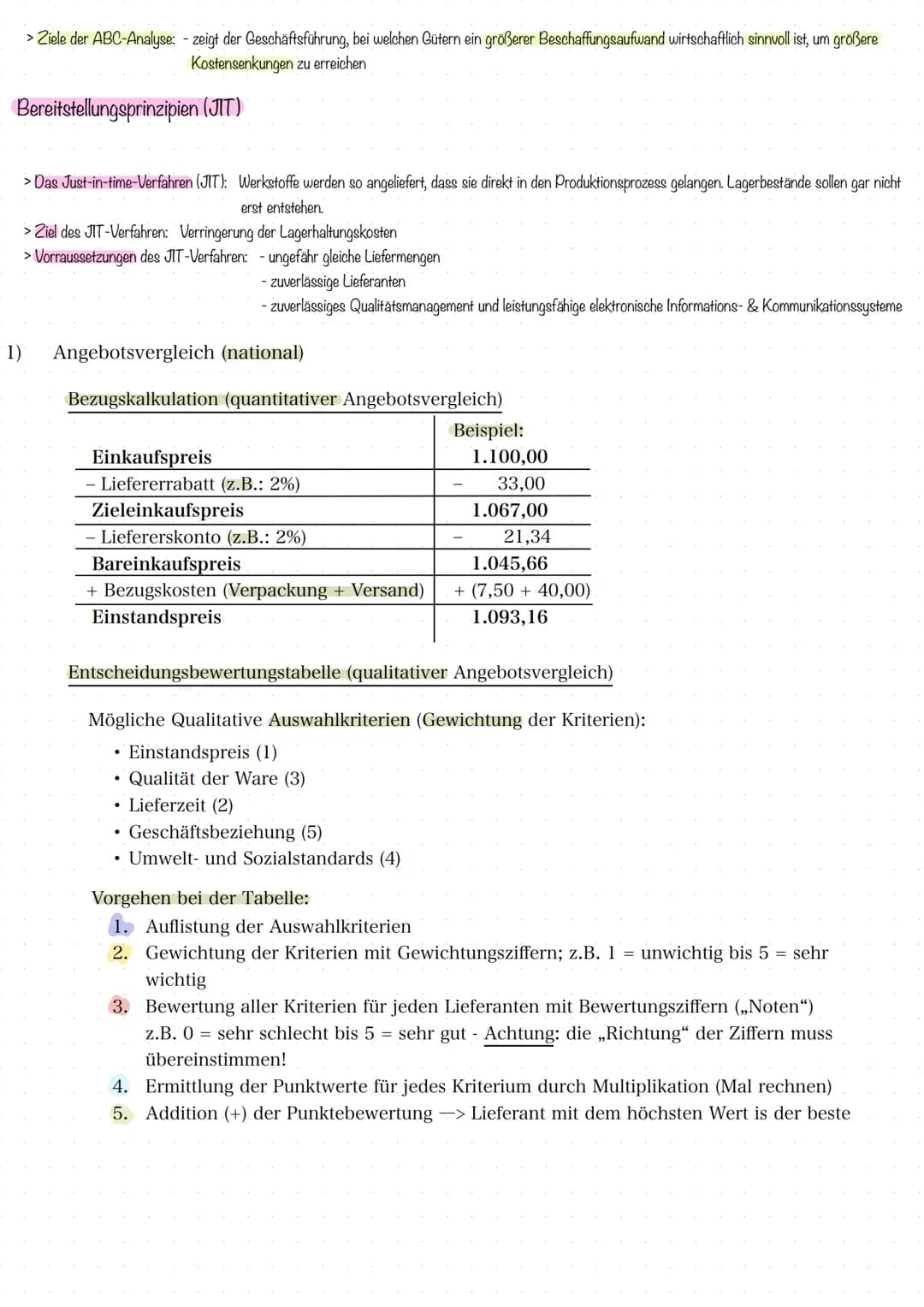 # Beschaffung
Ziele, Zielkonflikte & Aufgaben der Beschaffung
> Ziele der Beschaffung: 1. Minimierung der Beschaffungs- und Lagerungskoste