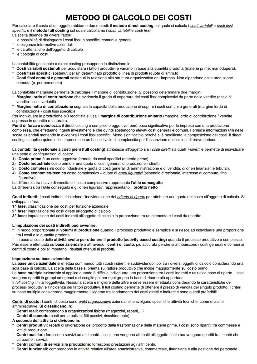 # CONTABILITÀ GESTIONALE
ELEMENTI SISTEMA INFORMATIVO DIREZIONALE: II sistema informativo deve fornire agli organi aziendali le informazion