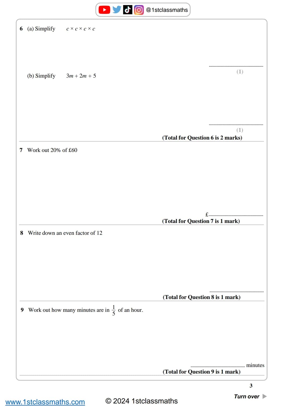 # 1st Class
Maths
Video Solutions
PRACTICE PAPER FOR
Edexcel Paper 1F
(June 2024)
Disclaimer
SCAN ME
This paper has been created based