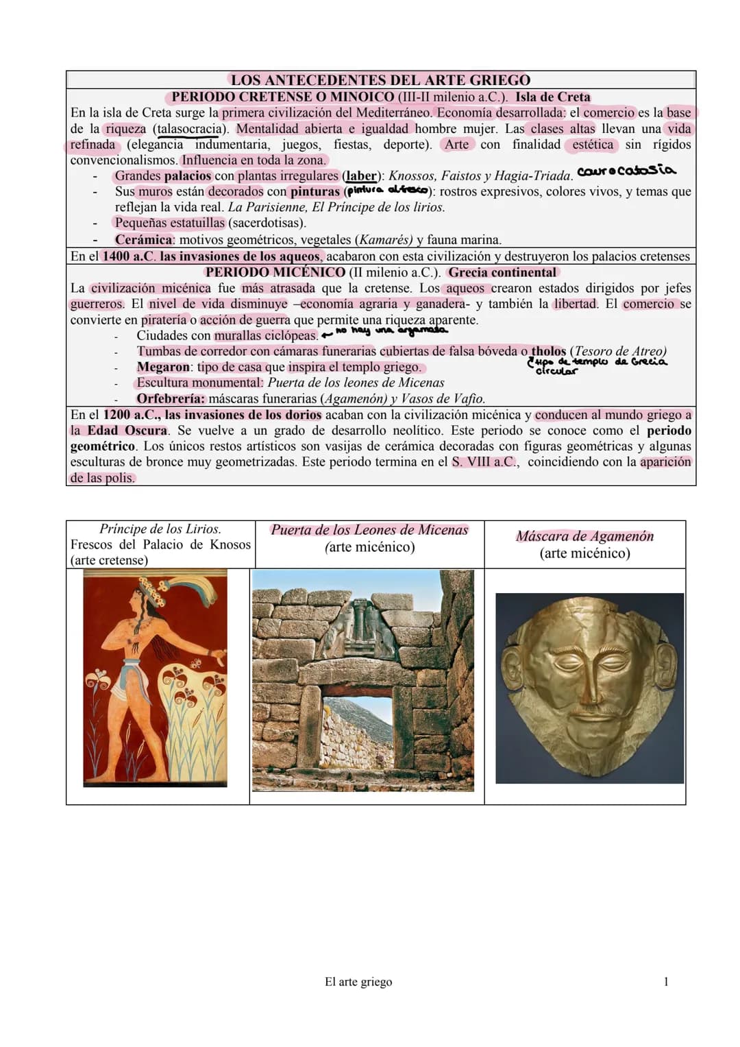 # LOS ANTECEDENTES DEL ARTE GRIEGO
PERIODO CRETENSE O MINOICO (III-II milenio a.C.). Isla de Creta
En la isla de Creta surge la primera civ