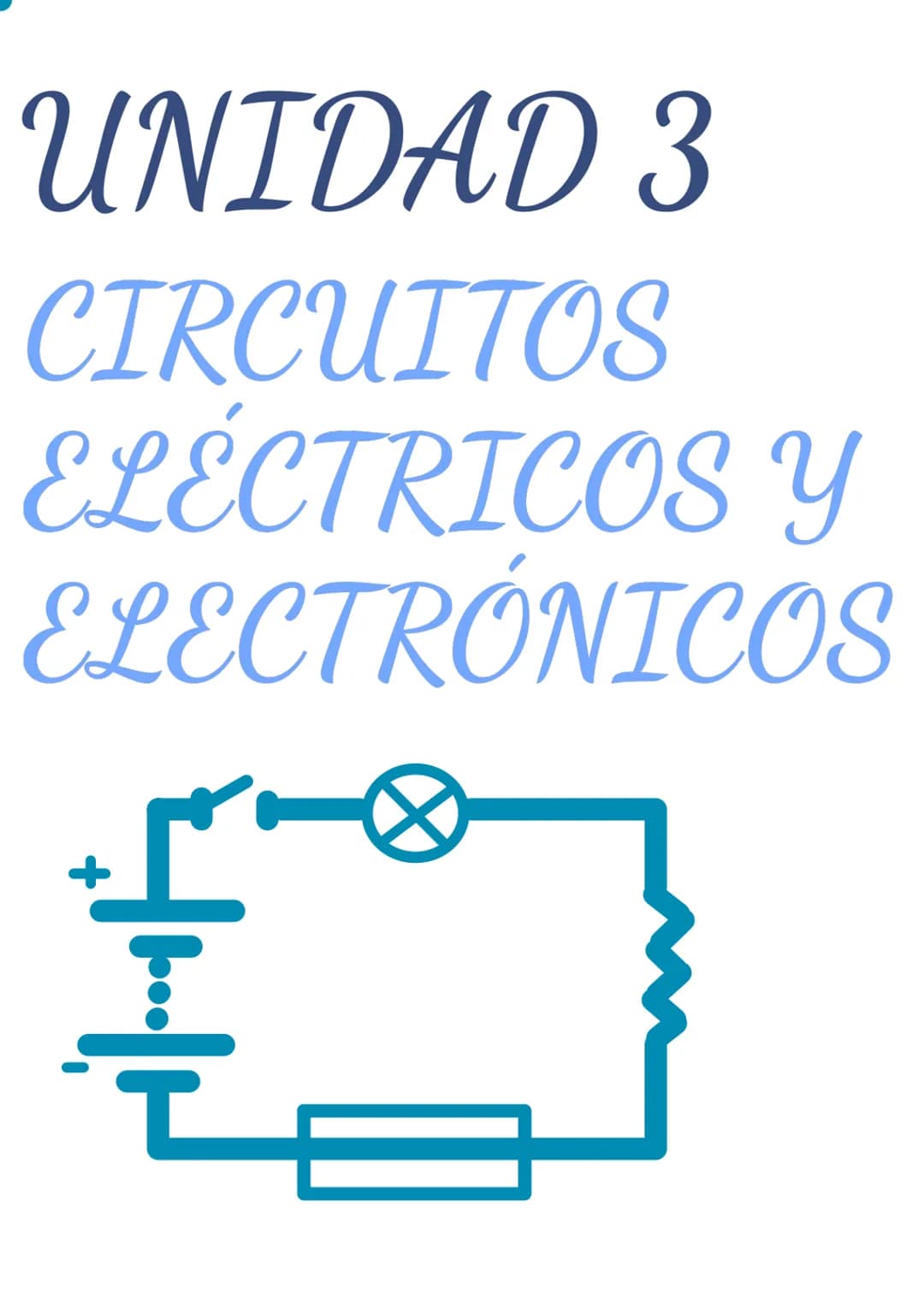 # UNIDAD 3
CIRCUITOS
ELÉCTRICOS y
ELECTRÓNICOS # LEY DE OHM
V= voltaje
V=IxR I= intensidad
R-resistencia
# CIRCUITO EN
# SERIE
Vt=V1 +