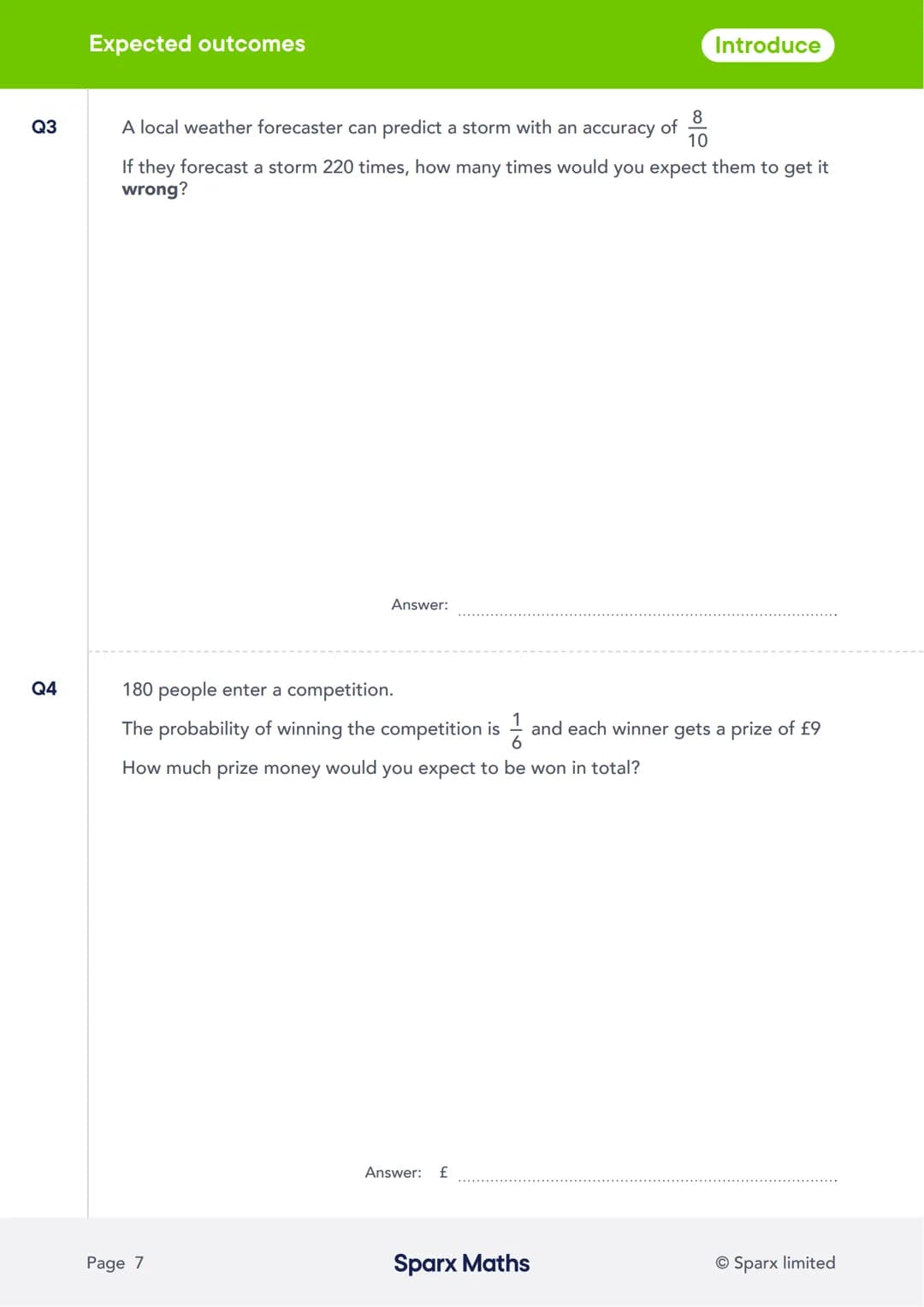 # Sparx Maths
# Crossover Workbook 5
Probability
sparxmaths.com In this series of six workbooks, there are a range of questions from key