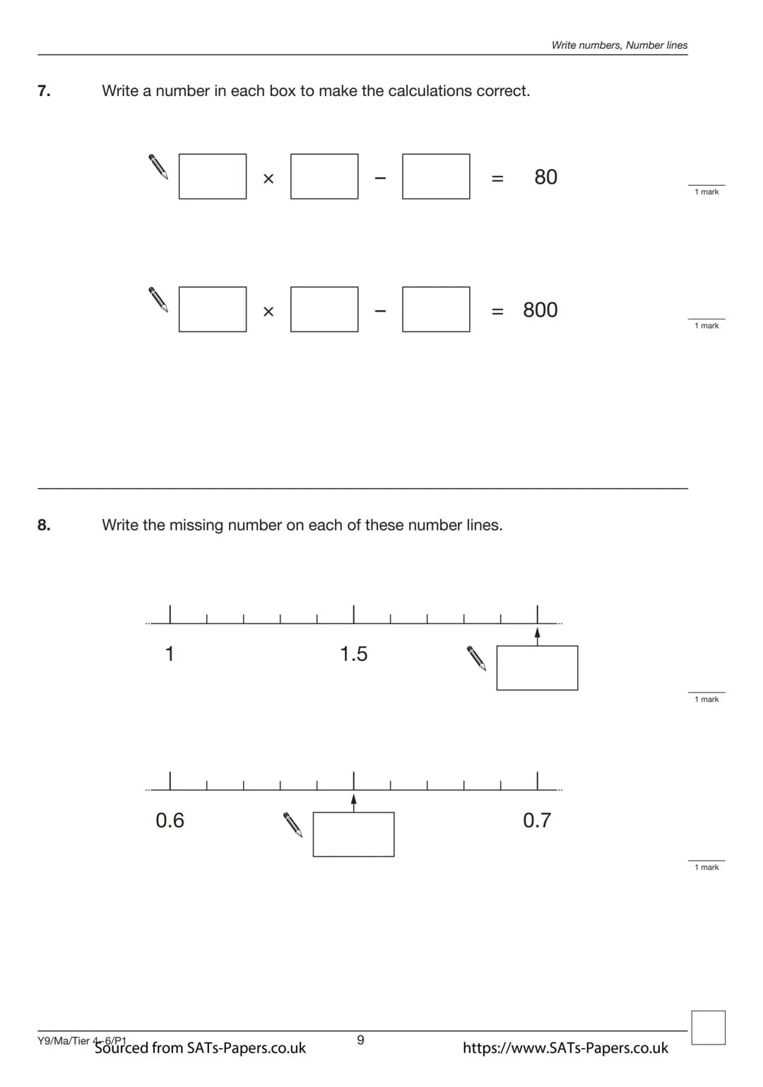 Ma
KEY STAGE
3
TIER
4-6
Year 9 mathematics test
Paper 1
Calculator not allowed
First name
Last name
Class
Date
Please read this pag