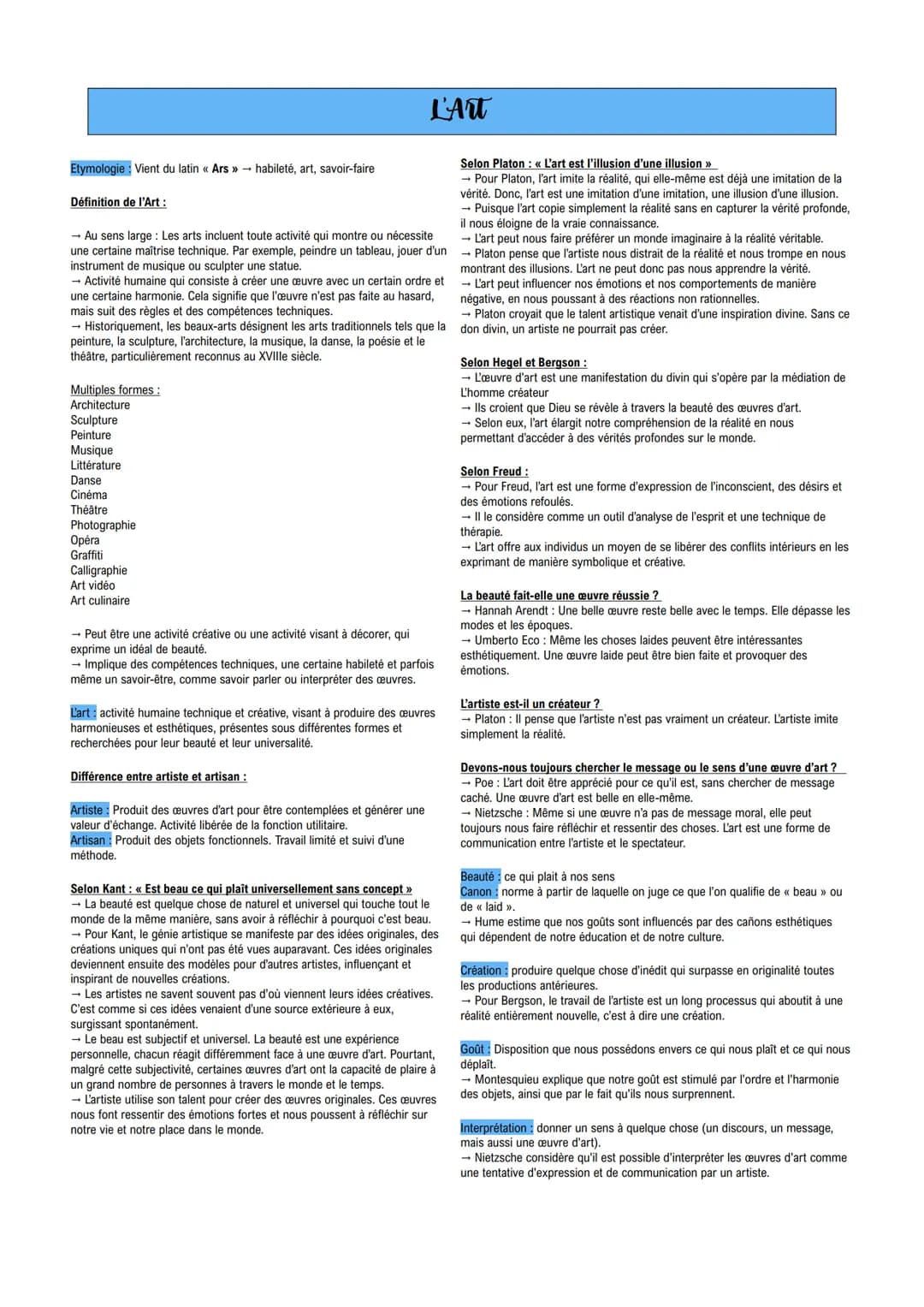 FICHES NOTIONS PHILOSOPHIE + MÉTHODE DISSERTATION # La vérite
Définition:
- Du latin << vertitas >>>
- la vérité: la correspondance entre n