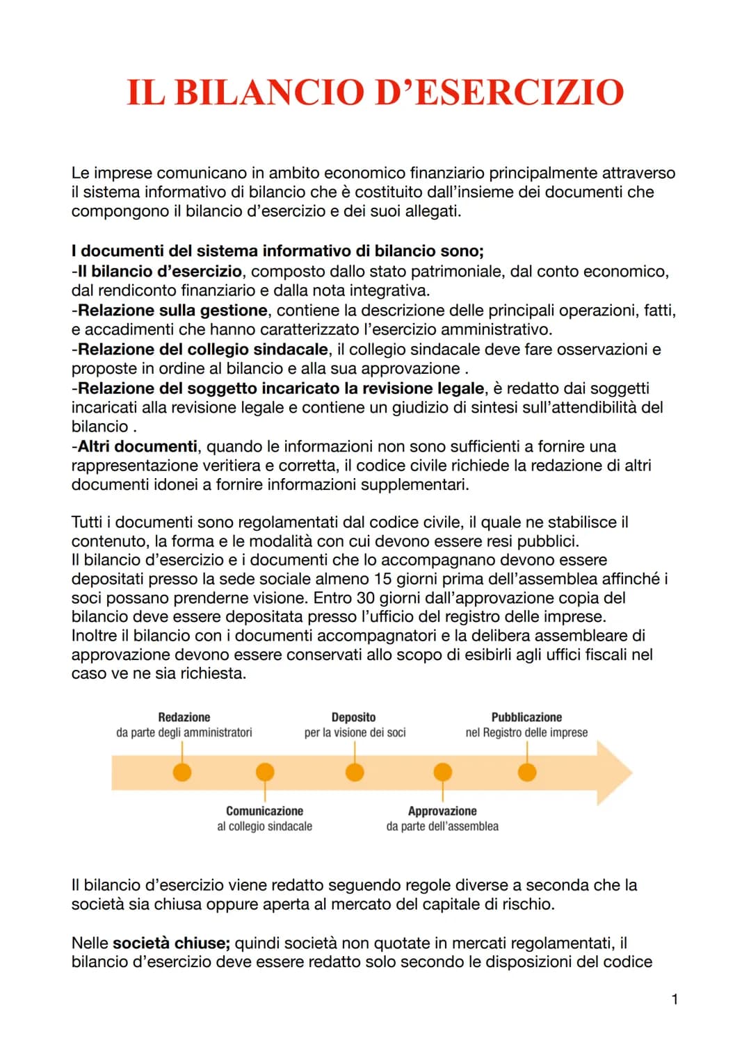 # IL BILANCIO D'ESERCIZIO
Le imprese comunicano in ambito economico finanziario principalmente attraverso
il sistema informativo di bilanci