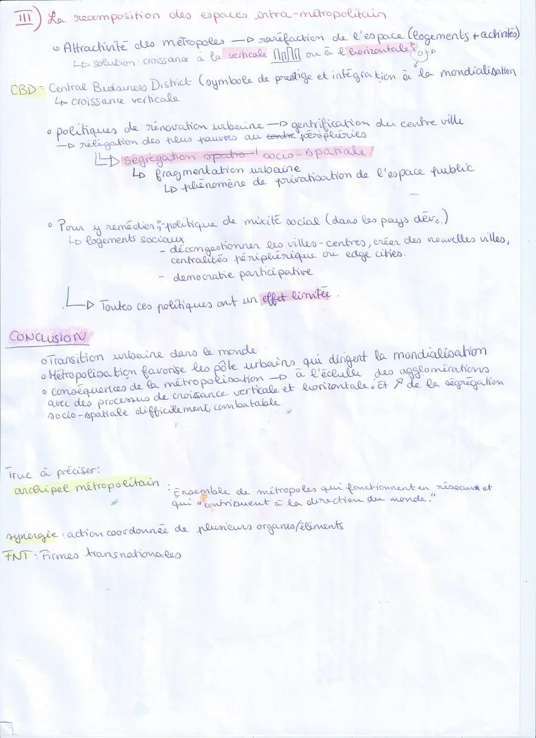 # GEOGRAPHIE
Chap. 1. Métropolisation et recomposition urbaine des métropoles
problématique: Pourquoi et comment la métropolisation progress
