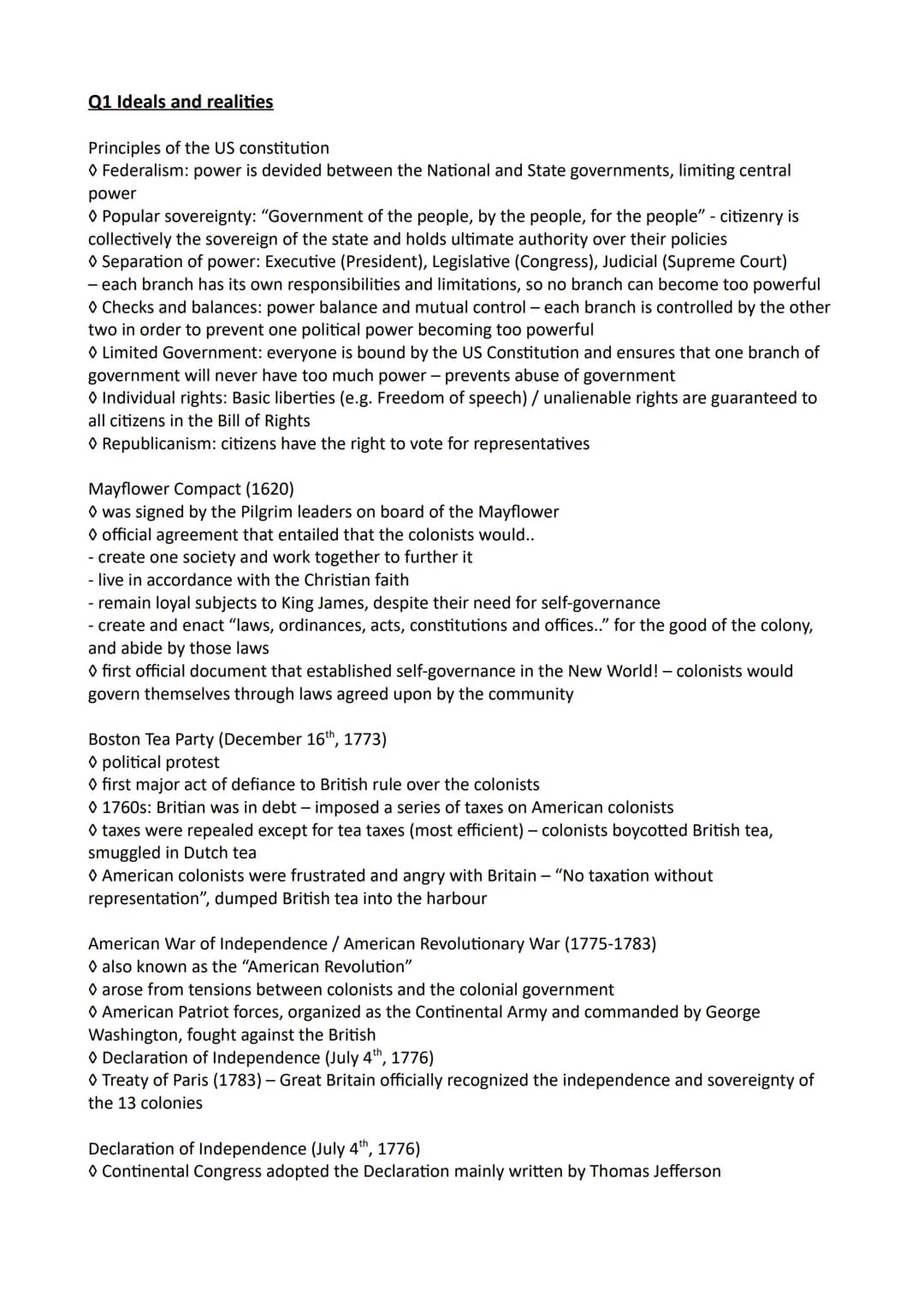 Englisch Leistungskurs Abitur 2024
Zusammenfassung Q1-Q3
Inhaltsverzeichnis
Q1 Ideals and realities
1.1 The USA - the formation of a natio