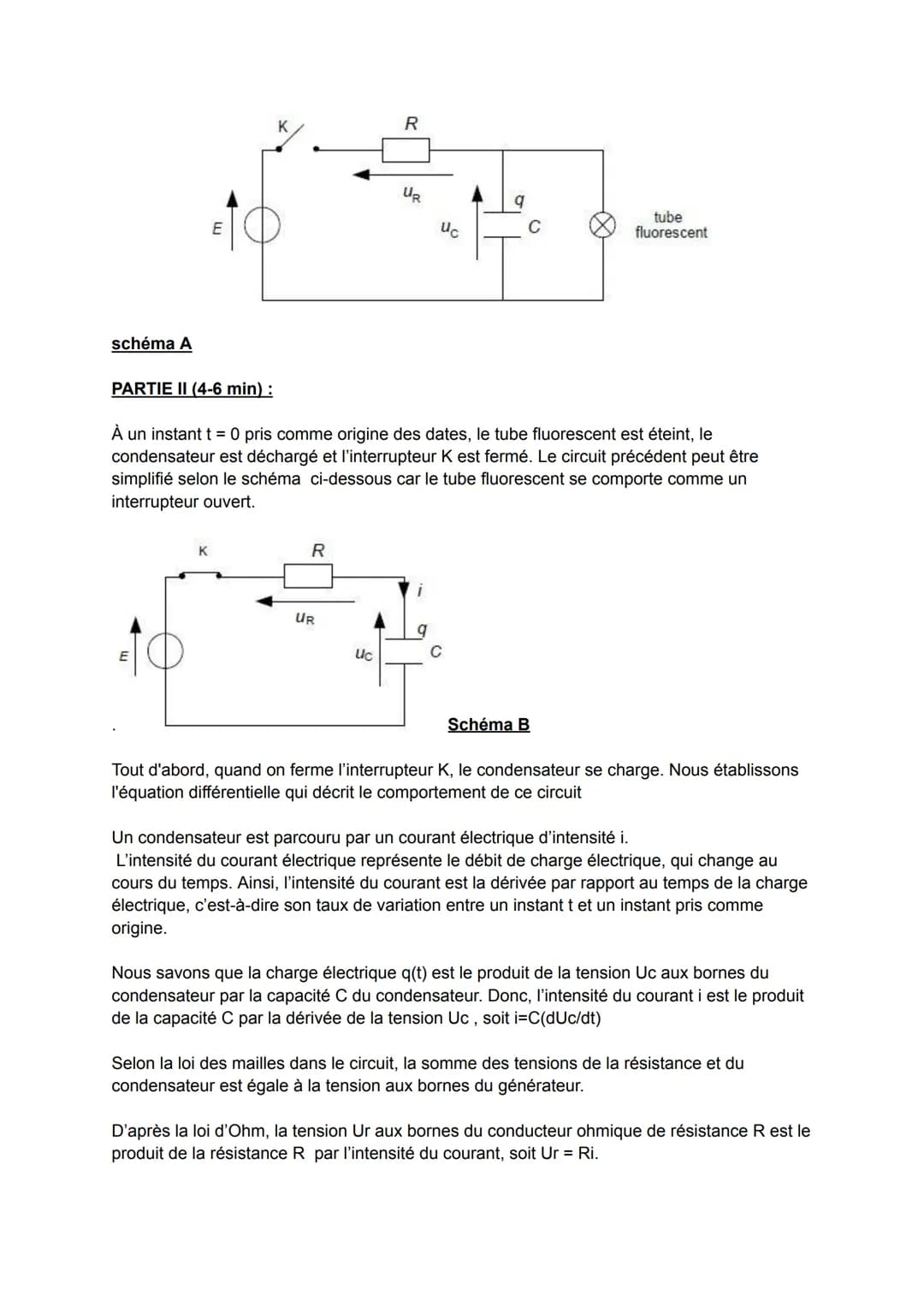 v Comment les équations différentiel modélisent-elles le fonctionnement d'un circuit
électrique d'un tube fluorescent
Introduction (58sec):