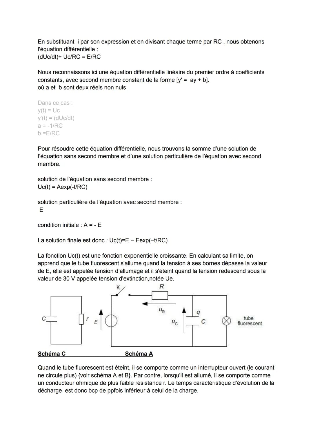 v Comment les équations différentiel modélisent-elles le fonctionnement d'un circuit
électrique d'un tube fluorescent
Introduction (58sec):