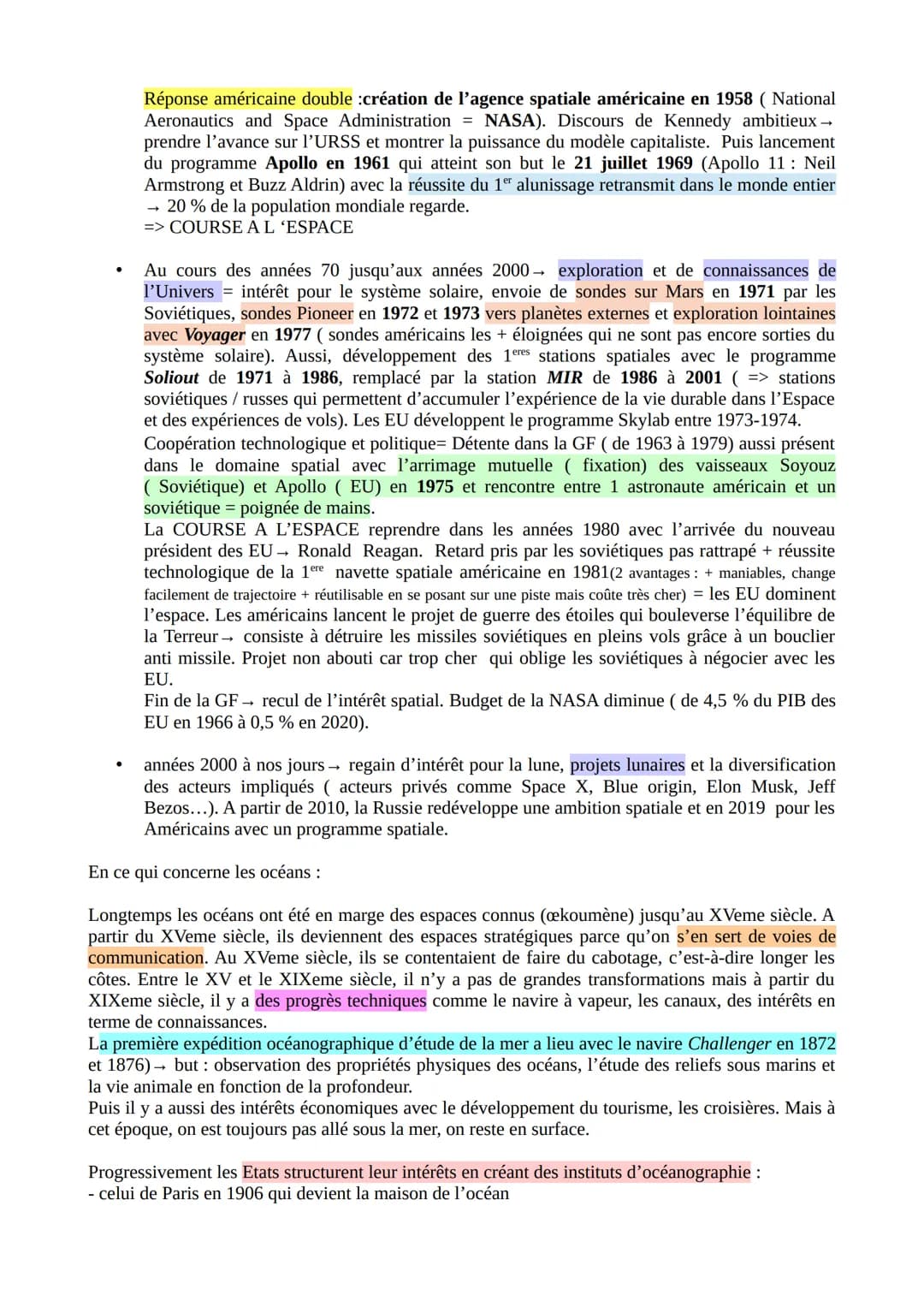 Géopolitique révisions
THEME II: DE NOUVEAUX ESPACES DE CONQUETES
Introduction
Océans et espaces: quelles spécificités ?
Espace: milieu q