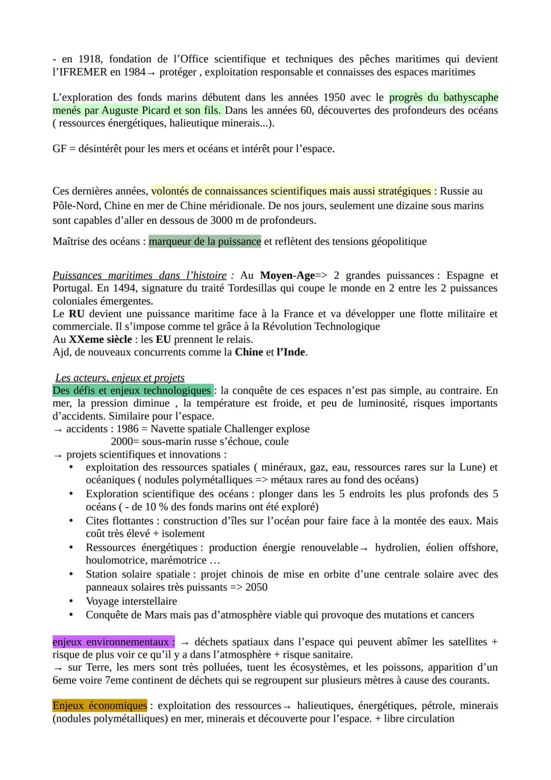 Géopolitique révisions
THEME II: DE NOUVEAUX ESPACES DE CONQUETES
Introduction
Océans et espaces: quelles spécificités ?
Espace: milieu q
