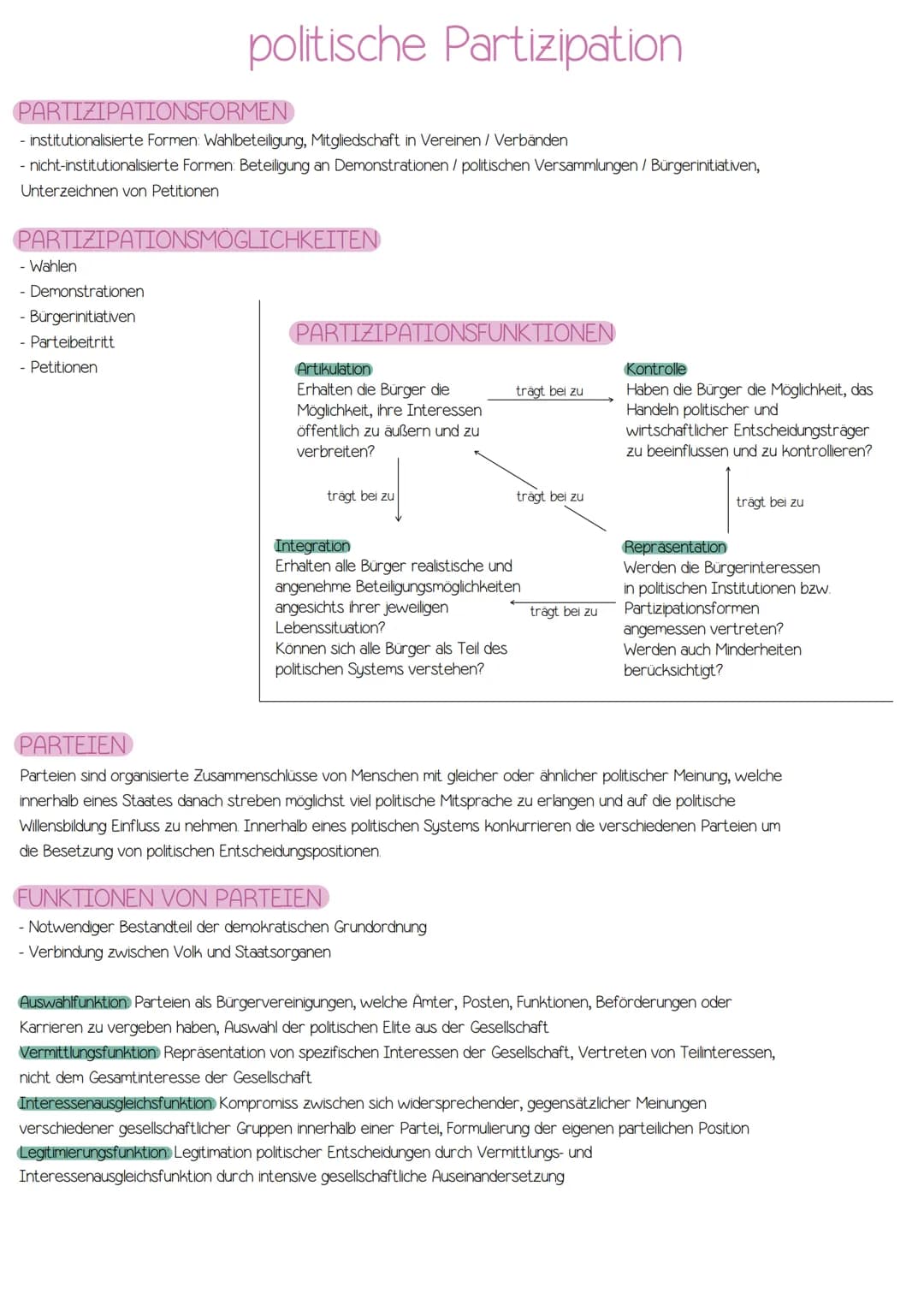 # politische Partizipation
PARTIZIPATIONSFORMEN
- institutionalisierte Formen: Wahlbeteiligung, Mitgliedschaft in Vereinen / Verbänden
- n