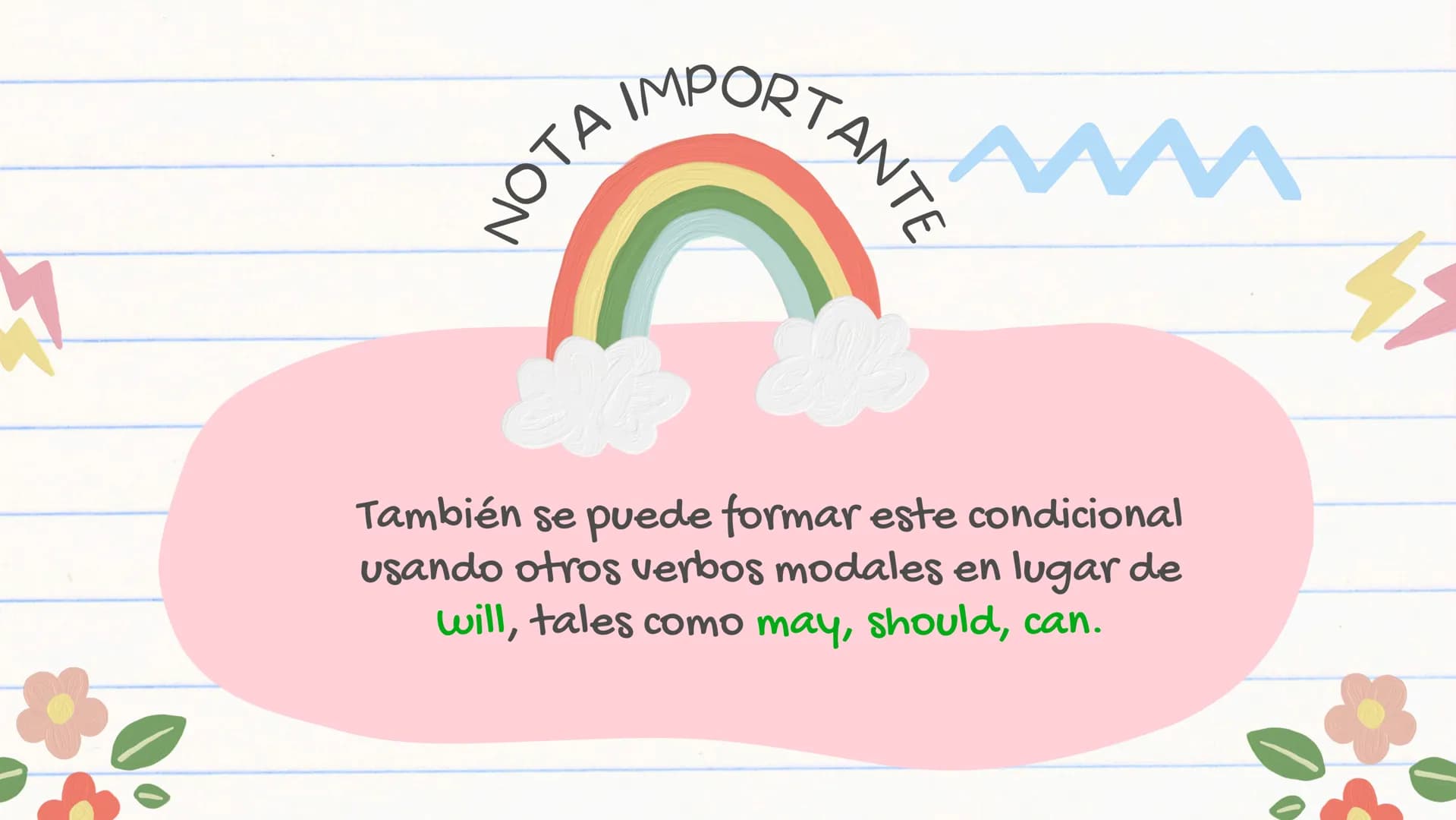 # THE
## FIRST
### CONDITIONAL
Nicolle Carreño, Laura Celemin,
Santiago Torres 413 NOTES
X
X
*
*
We'll talk about the first *
conditional,