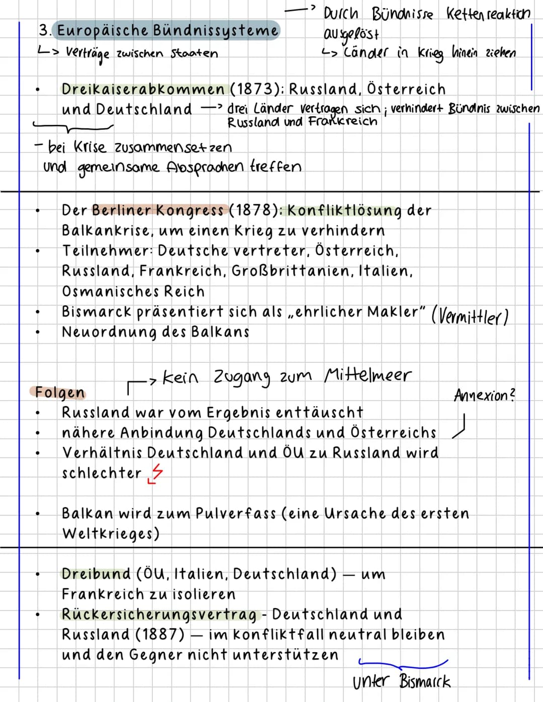 # Geschichtsklausur
Themen
1. außenpolitische Wende von Bismarck zu Wilhelm dem Zweiten
2. der Weg in den Ersten Weltkrieg als Folge vo