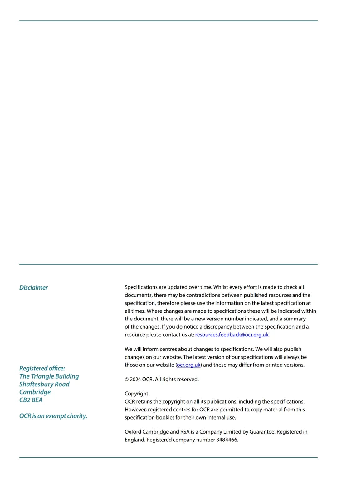 Qualification
Accredited
OCR
Oxford Cambridge and RSA
GCSE (9-1)
Specification
COMPUTER
SCIENCE
J277
For first assessment in 2022
X
C43