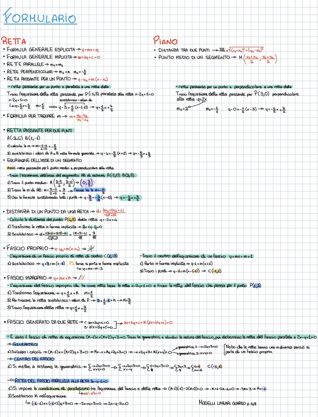 # YORMULARIO
RETTA
• FORMULA GENERALE ESPLICITA$y=mx+q$
• FORMULA GENERALE IMPLICITA-$ax+by+c=0$
• RETTE PARALLELE $m_1= m_2$
• RETTE P