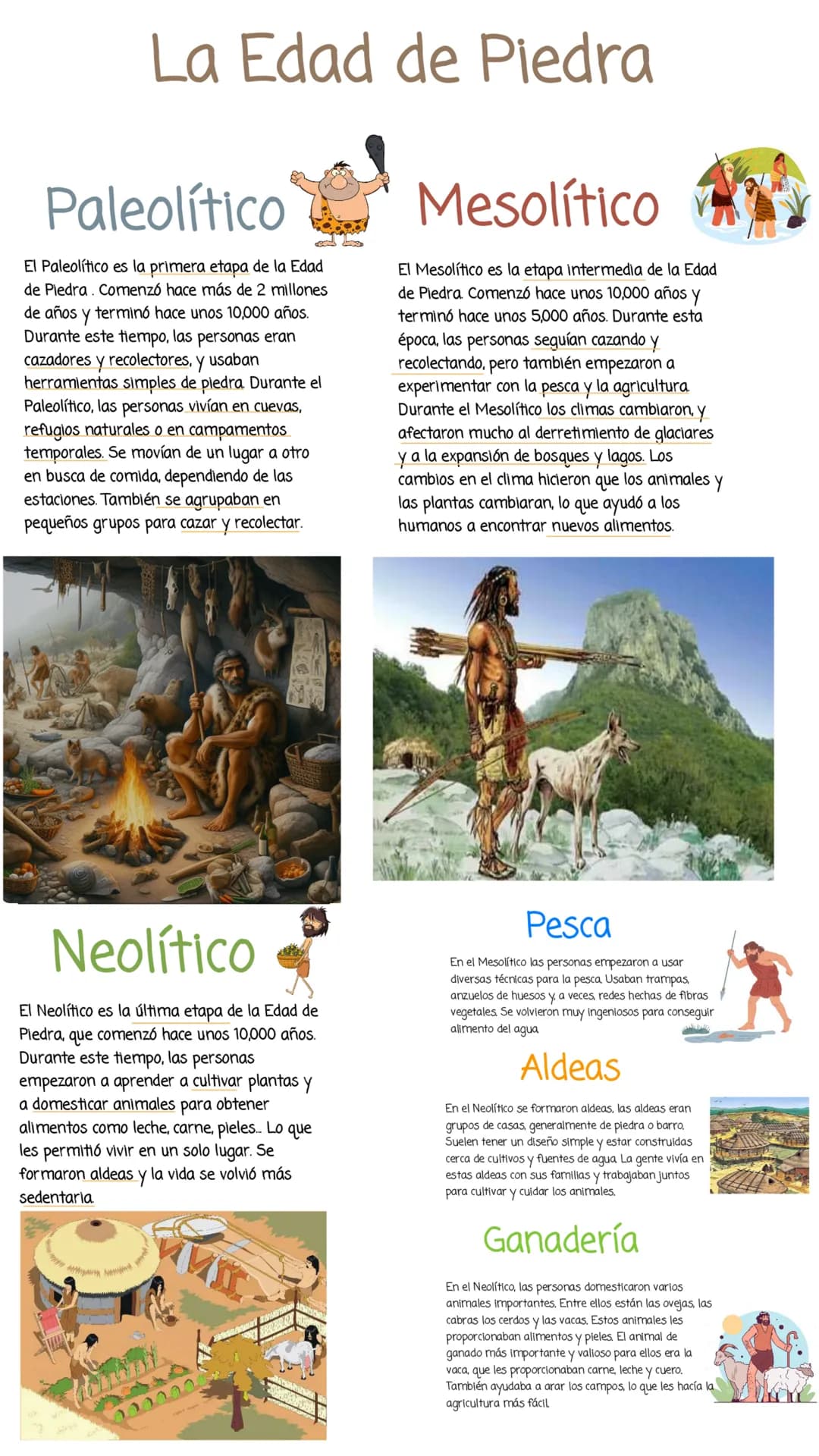 # La Edad de Piedra
## Paleolítico
El Paleolítico es la primera etapa de la Edad
de Piedra. Comenzó hace más de 2 millones
de años y termi