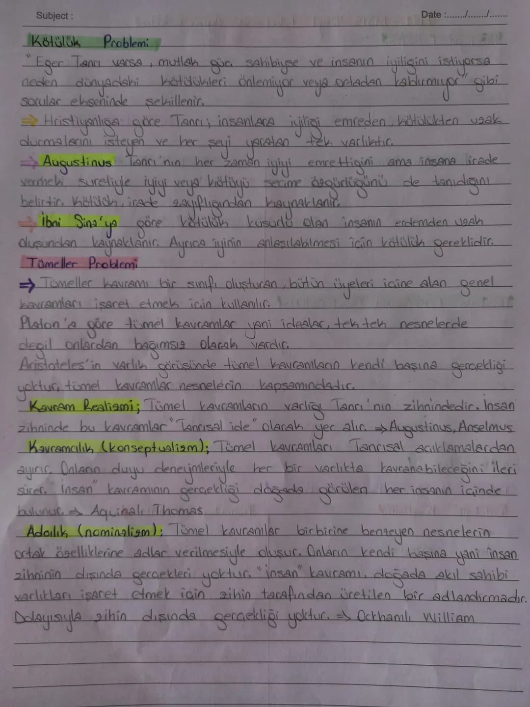 Subject:
Date :......./..............
MS2- MS15. Yüzyıl Felsefesinin ortaya Çıkışı
$
\rightarrow$ Bu dönemde din, felsefenin neredeyse te