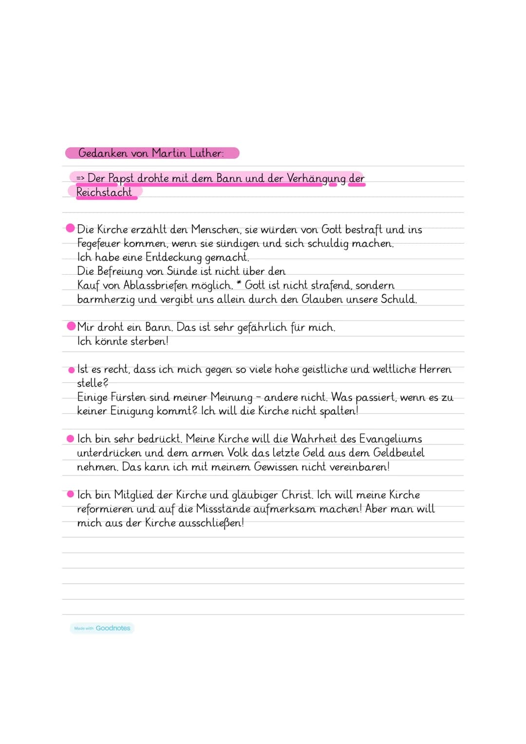 # Religionsarbeit
# Lernzettel Religion - Arbeit am 23.11
Ablassbriefe:
1521
=> Reichsacht
Ausschluss aus dem Staat
(= jeder darf ihn ohne