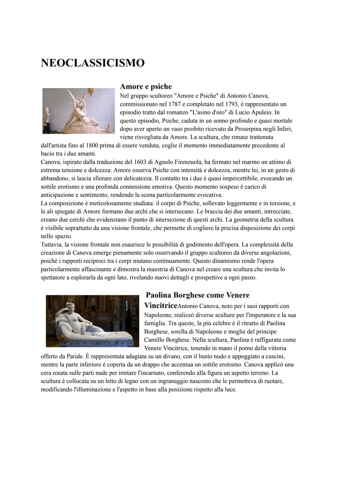 # NEOCLASSICISMO
Amore e psiche
Nel gruppo scultoreo "Amore e Psiche" di Antonio Canova,
commissionato nel 1787 e completato nel 1793, è r
