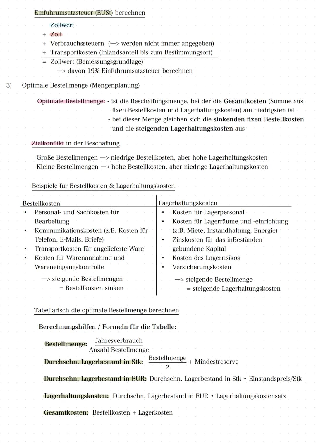# Beschaffung
Ziele, Zielkonflikte & Aufgaben der Beschaffung
> Ziele der Beschaffung: 1. Minimierung der Beschaffungs- und Lagerungskoste