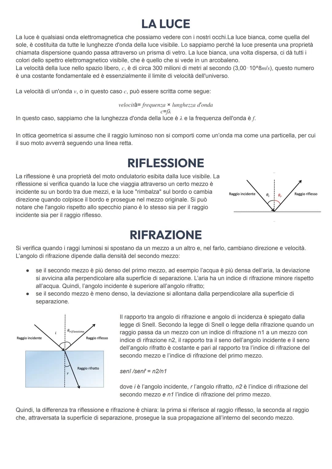 # LA LUCE
La luce è qualsiasi onda elettromagnetica che possiamo vedere con i nostri occhi. La luce bianca, come quella del
sole, è costitu