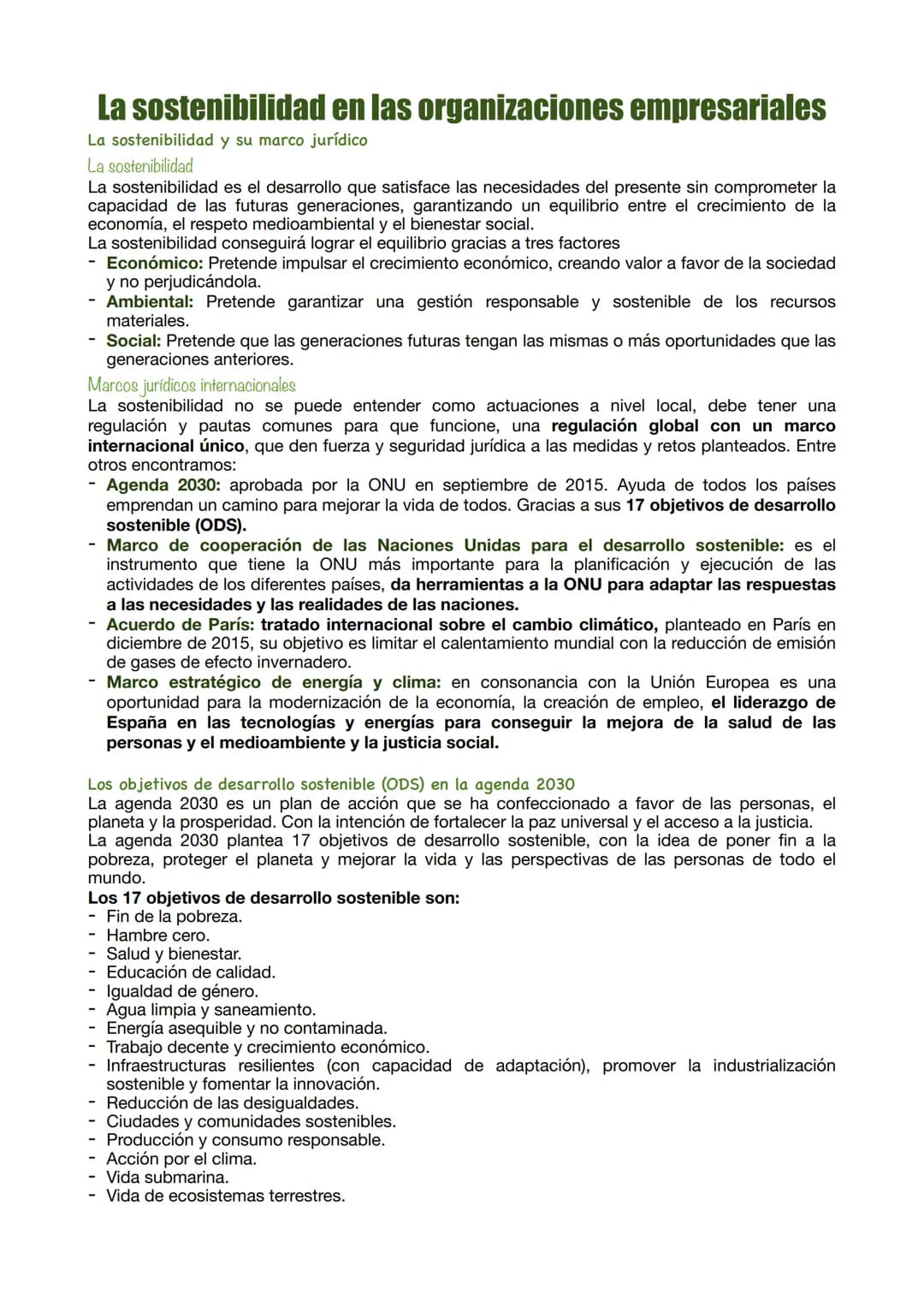 # La sostenibilidad en las organizaciones empresariales
La sostenibilidad y su marco jurídico
La sostenibilidad
La sostenibilidad es el d