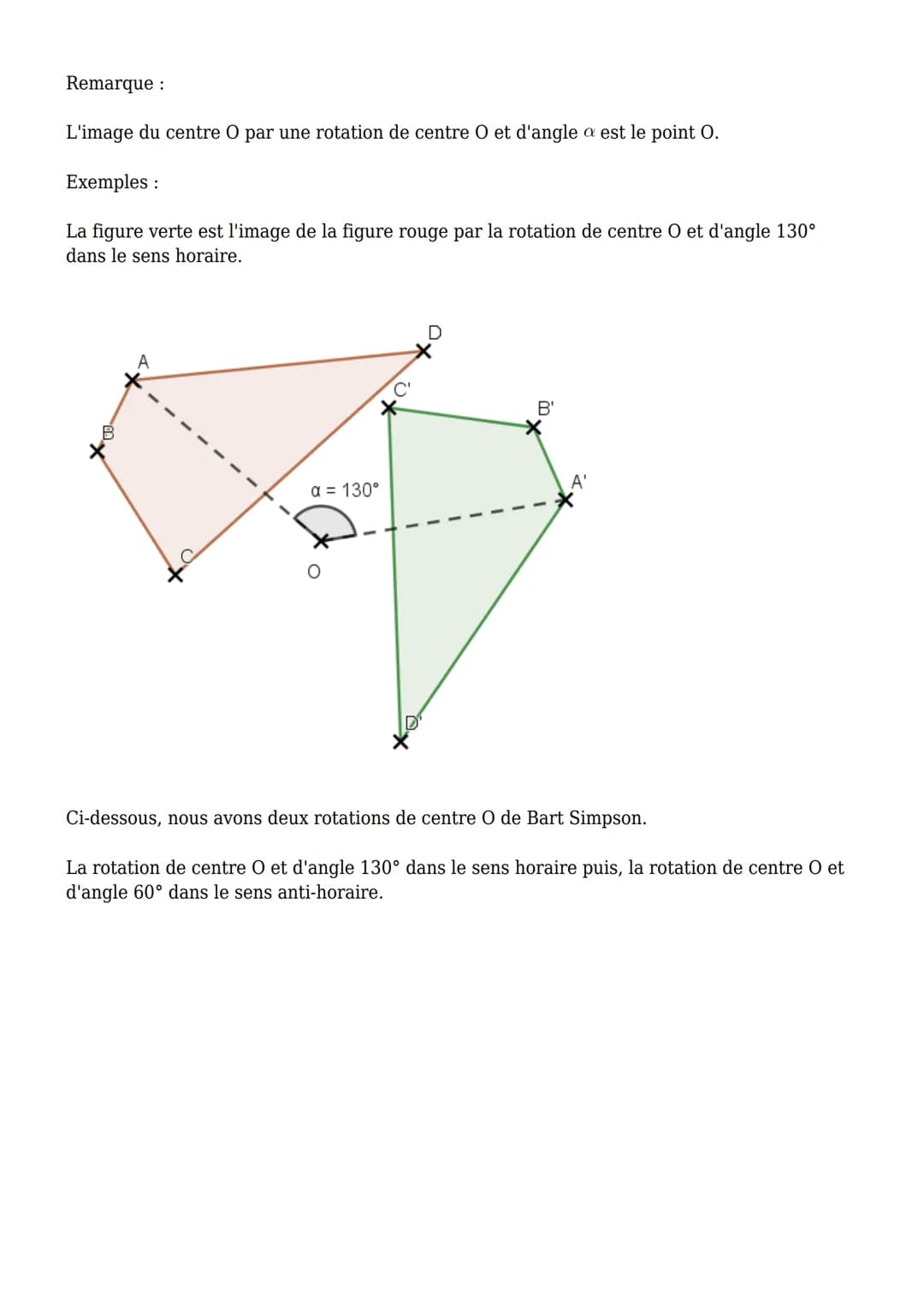 Cours de maths en 4ème
PDF
Translation et rotation
I. La translation :
Définition:
Effectuer la translation d'une figure F, c'est la dé