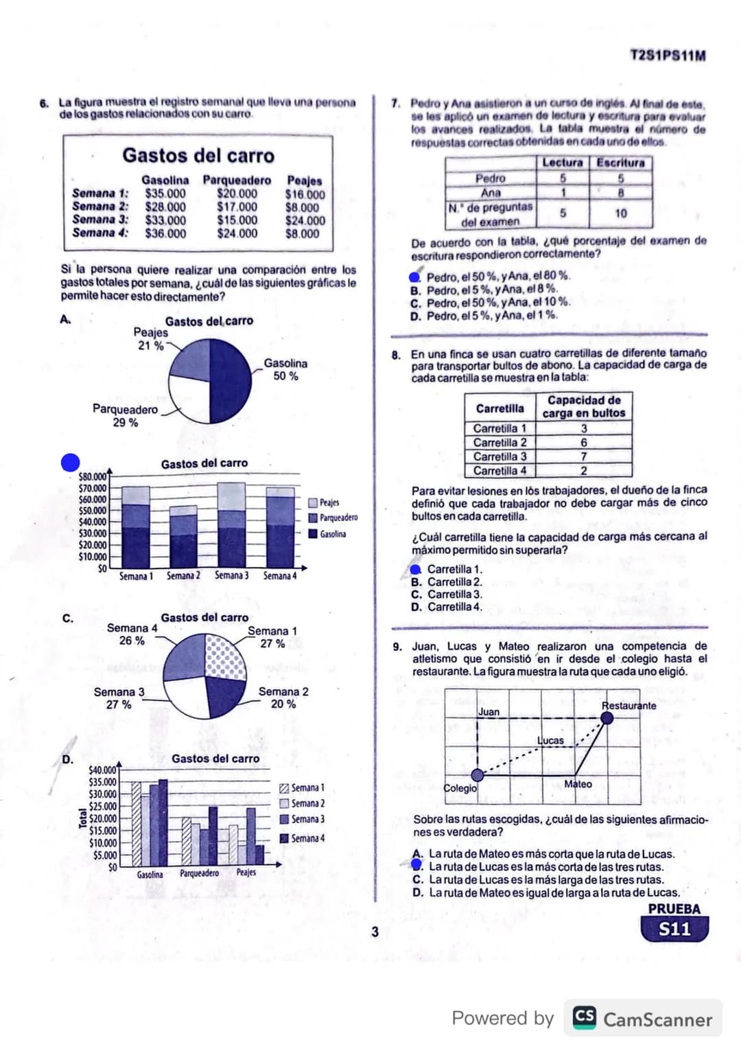 # R1S1PS11M
Prueba de Matemáticas
1. Alejandro empacó agua en 100 botellas iguales y quiere verificar que la cantidad de agua que hay en c