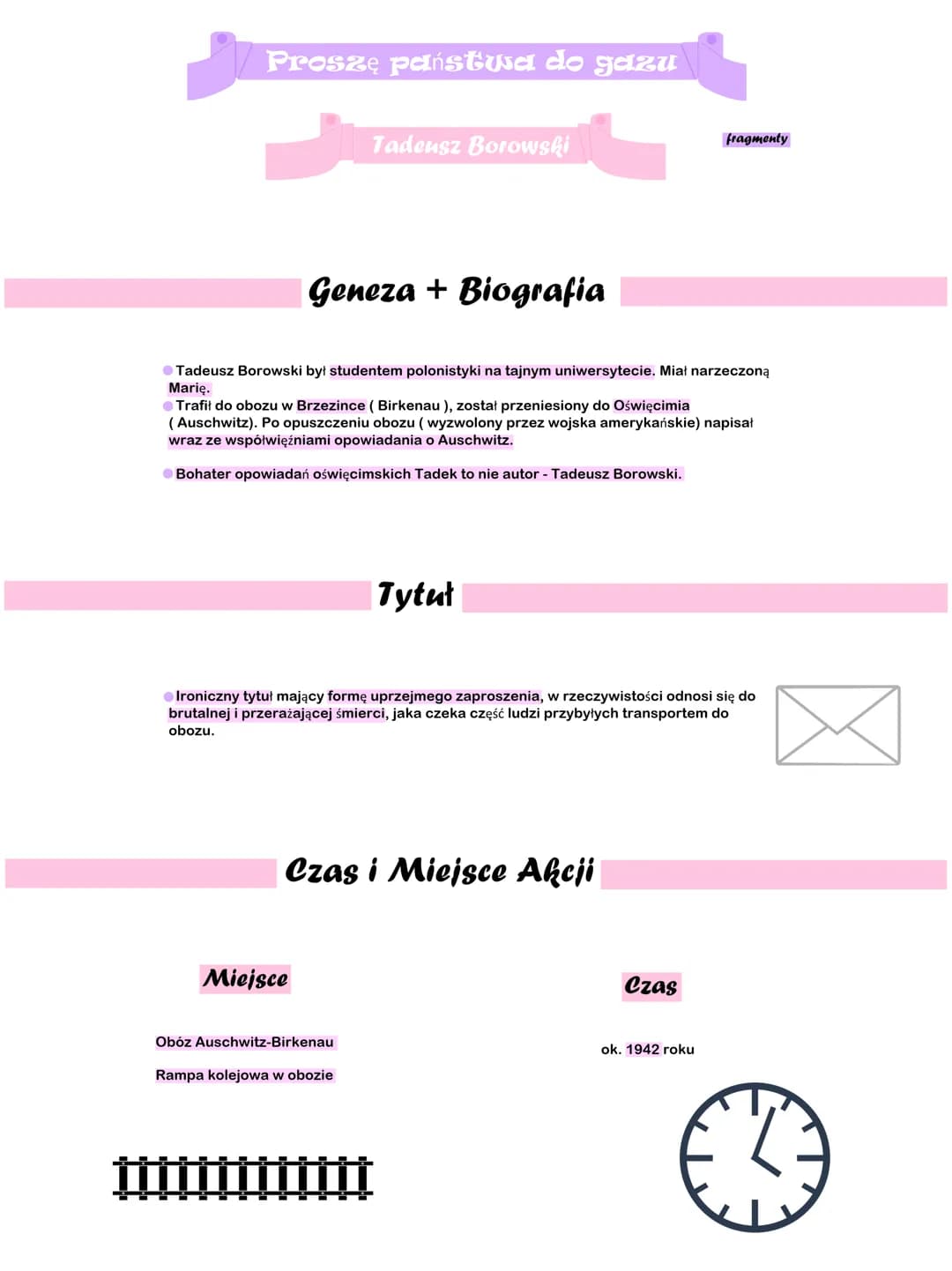 # Proszę państwa do gazu
Tadeusz Borowski
fragmenty
Geneza + Biografia
• Tadeusz Borowski był studentem polonistyki na tajnym uniwersyte