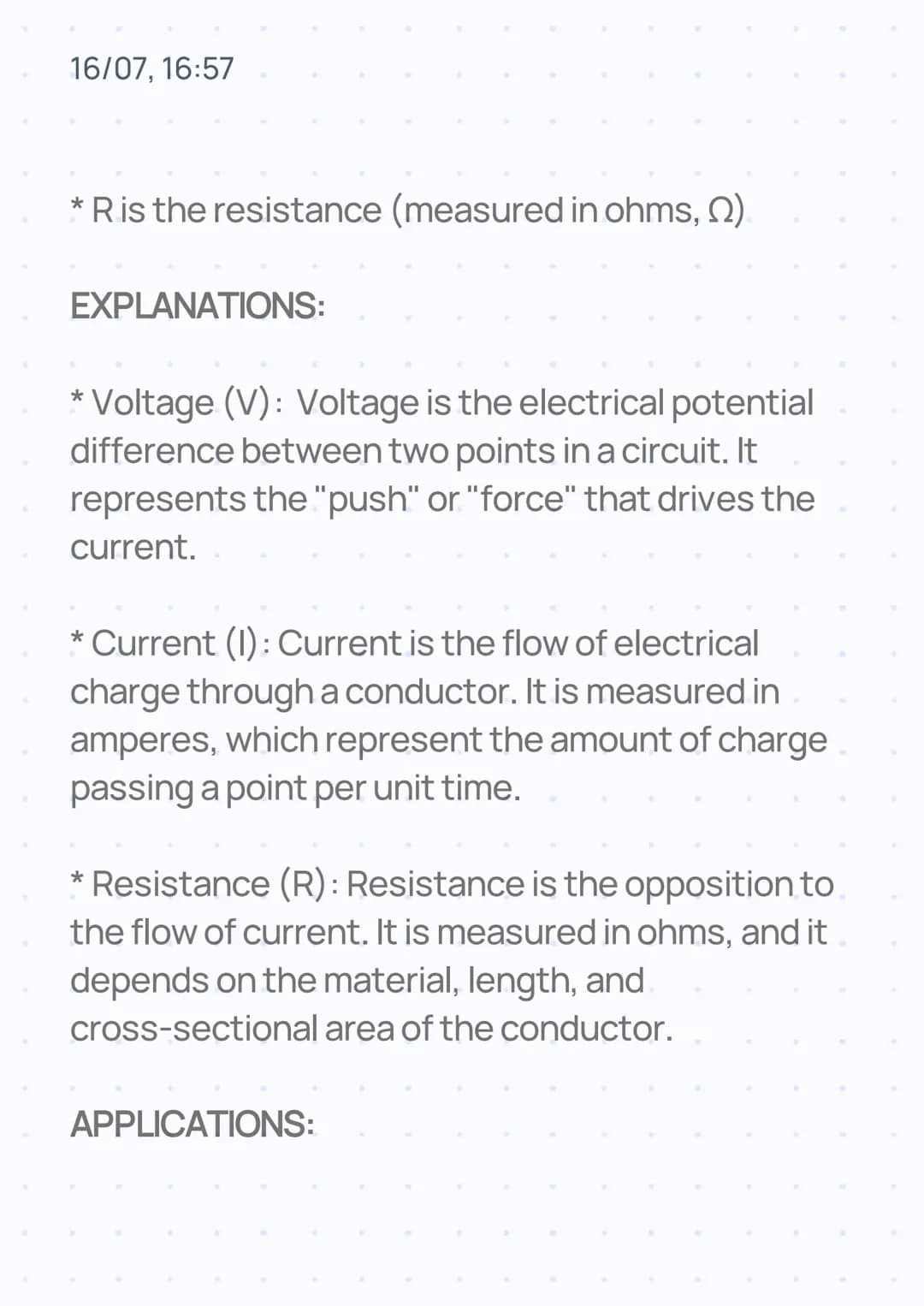 16/07, 16:57
# OHM'S LAW
INTRODUCTION:
Ohm's Law is a fundamental principle in electrical
circuits, describing the relationship between
vo