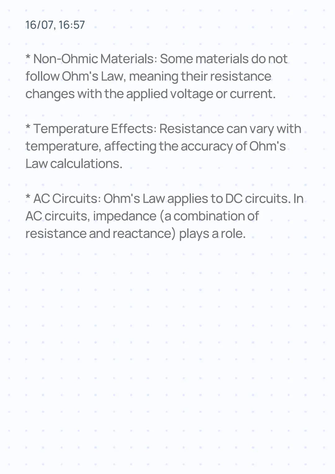 16/07, 16:57
# OHM'S LAW
INTRODUCTION:
Ohm's Law is a fundamental principle in electrical
circuits, describing the relationship between
vo