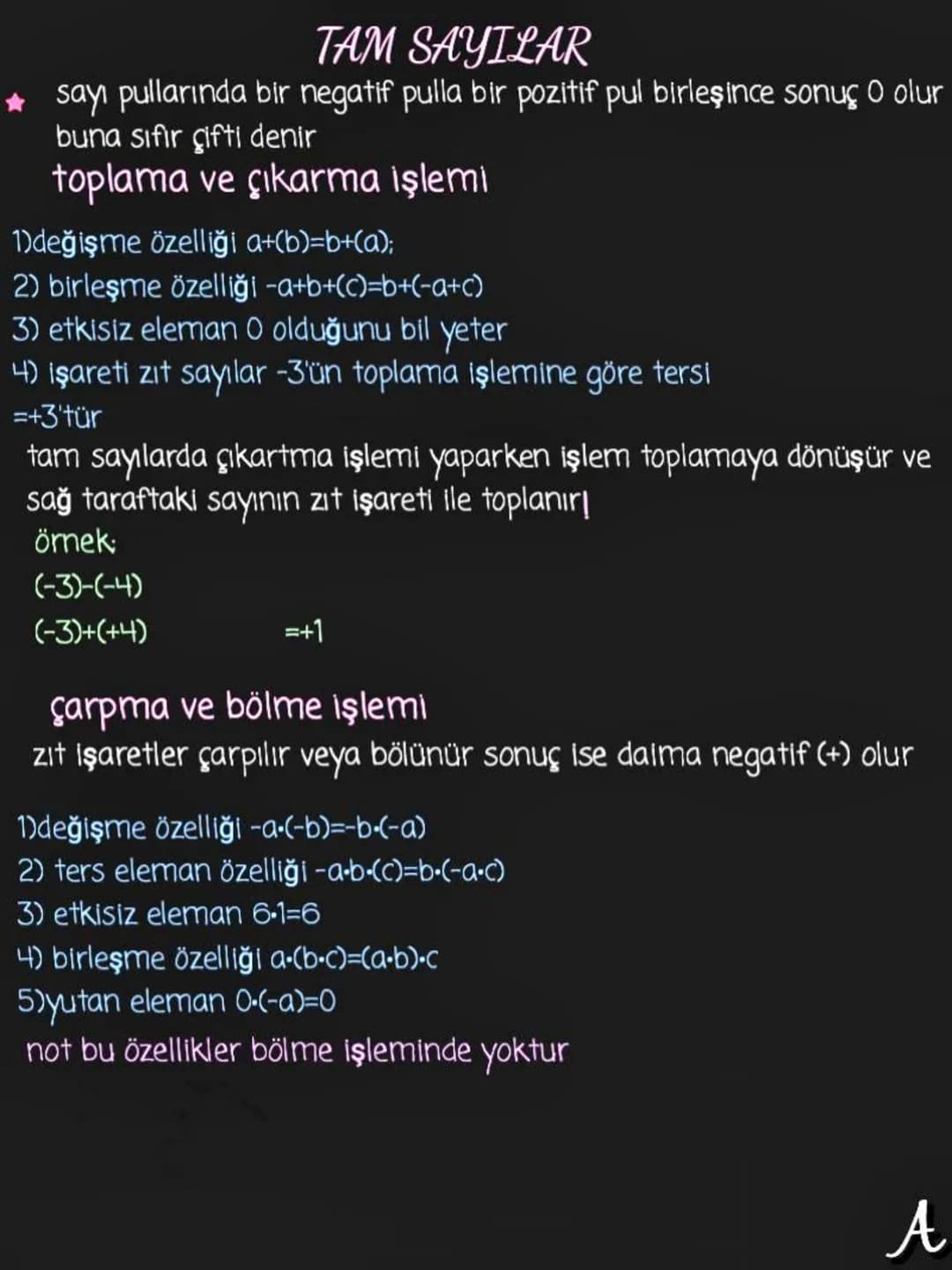 # TAM SAYILAR
★ sayı pullarında bir negatif pulla bir pozitif pul birleşince sonuç O olur
buna sıfır çifti denir
toplama ve çıkarma işlemi