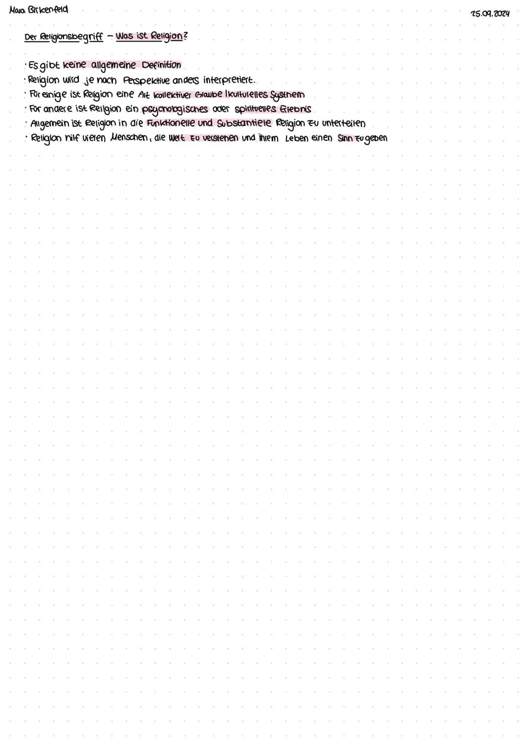 Mara Birkenfeld
25.09.2024
# Der religionsbegriff - vorbereitung auf die klausur (E1)
## Der Religionsbegriff - Herkunft:
1. Ableitung ->