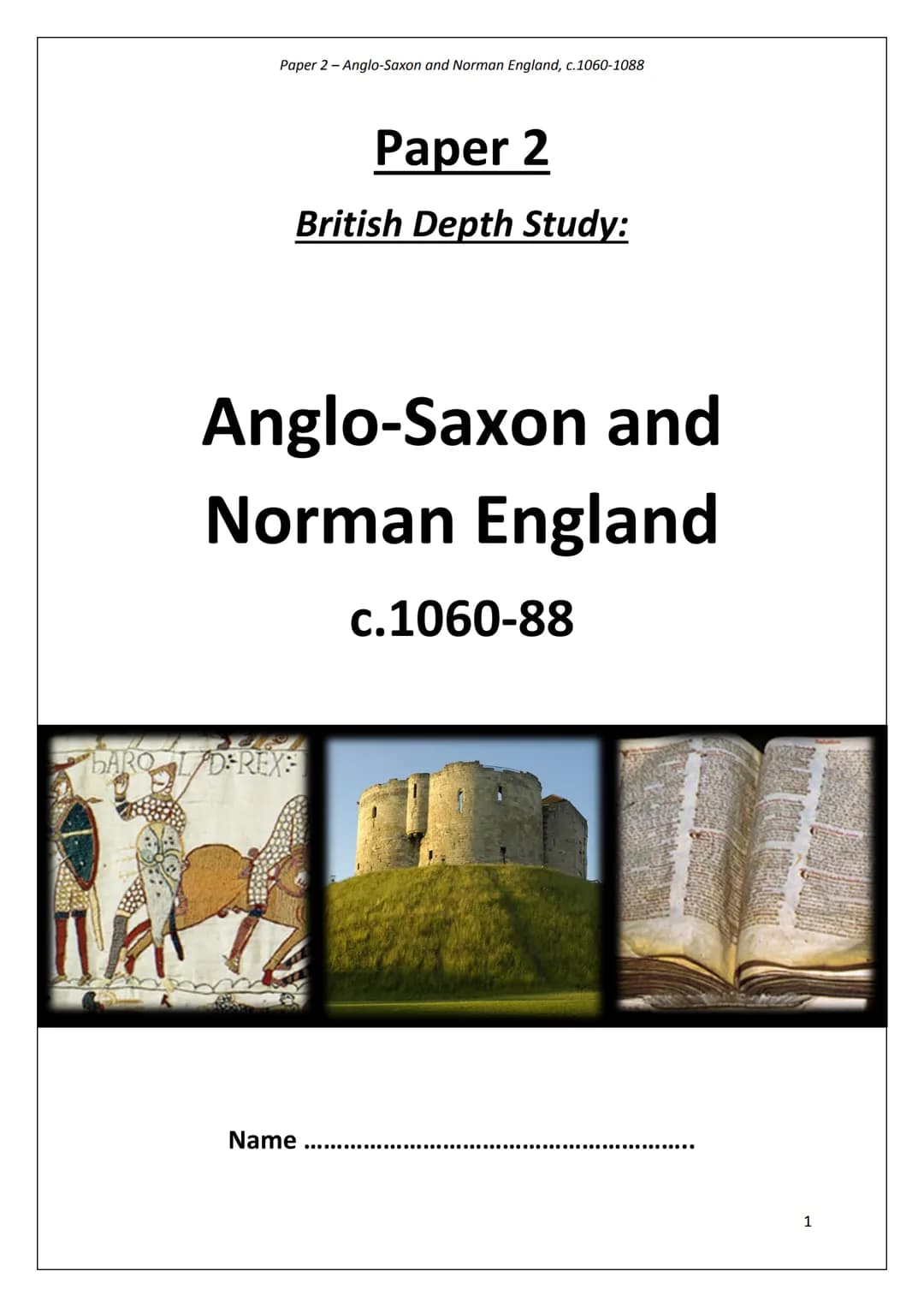 Paper 2-Anglo-Saxon and Norman England, c.1060-1088
# Paper 2
## British Depth Study:
# Anglo-Saxon and
# Norman England
c.1060-88
BARO