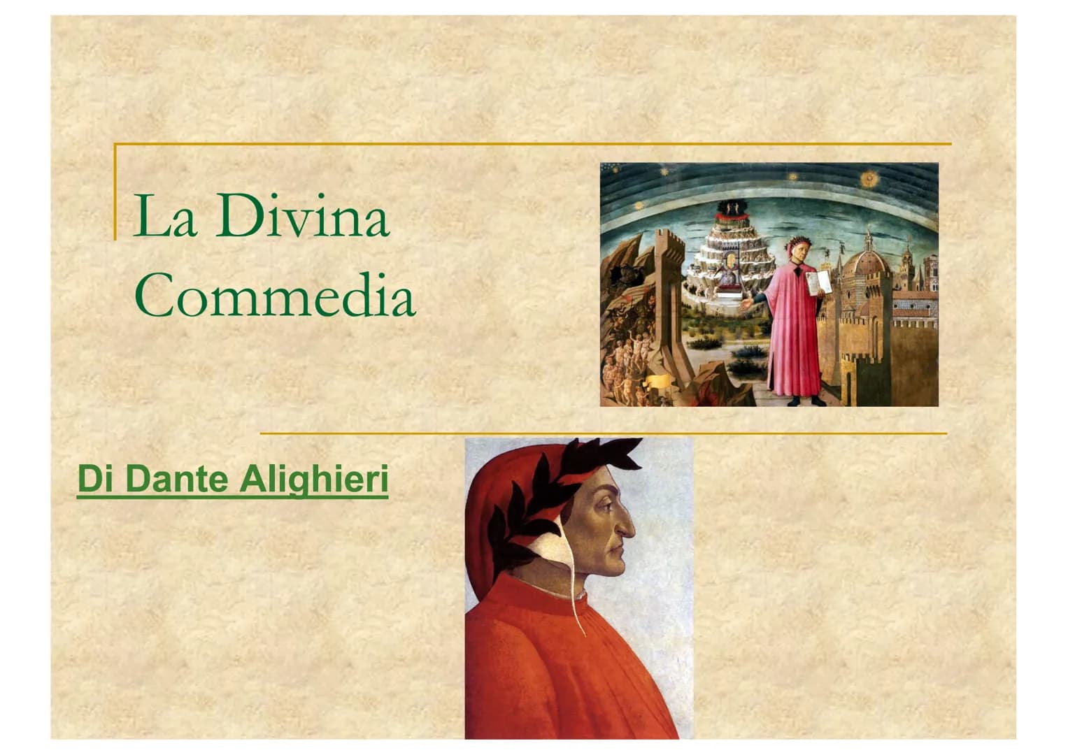 # La Divina
# Commedia
# Di Dante Alighieri # Struttura
La Divina Commedia è
- un poema allegorico e
didascalico
- scritta in 3 cantiche