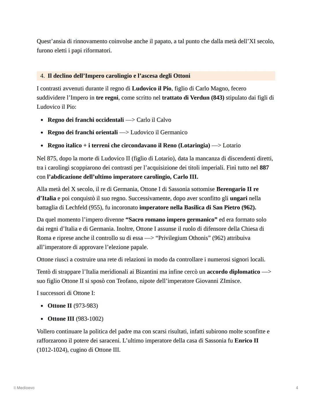 # II Medioevo
Il Medioevo
Il Medioevo inizia con la caduta dell'Impero Romano d'Occidente nel 476 d.C. e finisce con la
scoperta dell'Amer